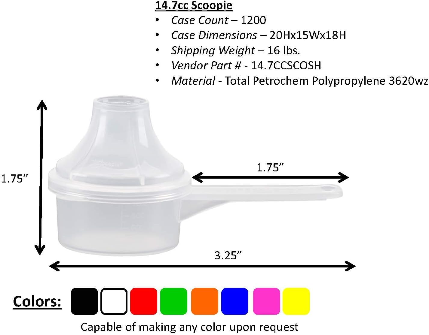 Plastic Measuring Scoop with Funnel, The Scoopie (15 cc | 1 tablespoon | 15 mL) Measuring Spoons for Powders, Coffee, Pet Food, Protein, Spices and Other Dry Goods (Pack of 1, Opaque, No Cap) - Happypetzone.online - Image 3