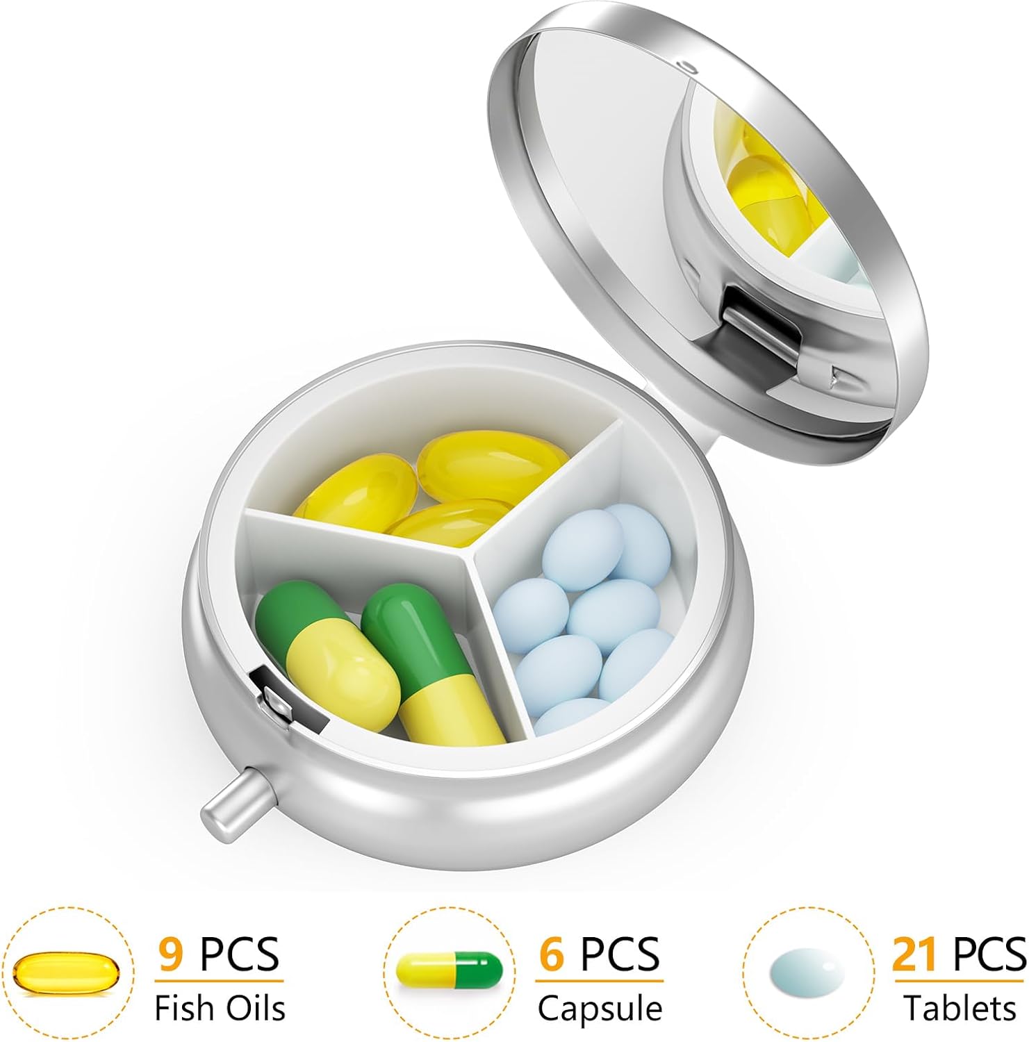 Nipichsha Pill Box, Small Pill Case for Purse & Pocket, Cute Travel Medicine Organizer, Portable Medicine Container Holder to Hold Vitamins, Medication, Fish Oil & Supplement, Flower Cat - Happypetzone.online - Image 3
