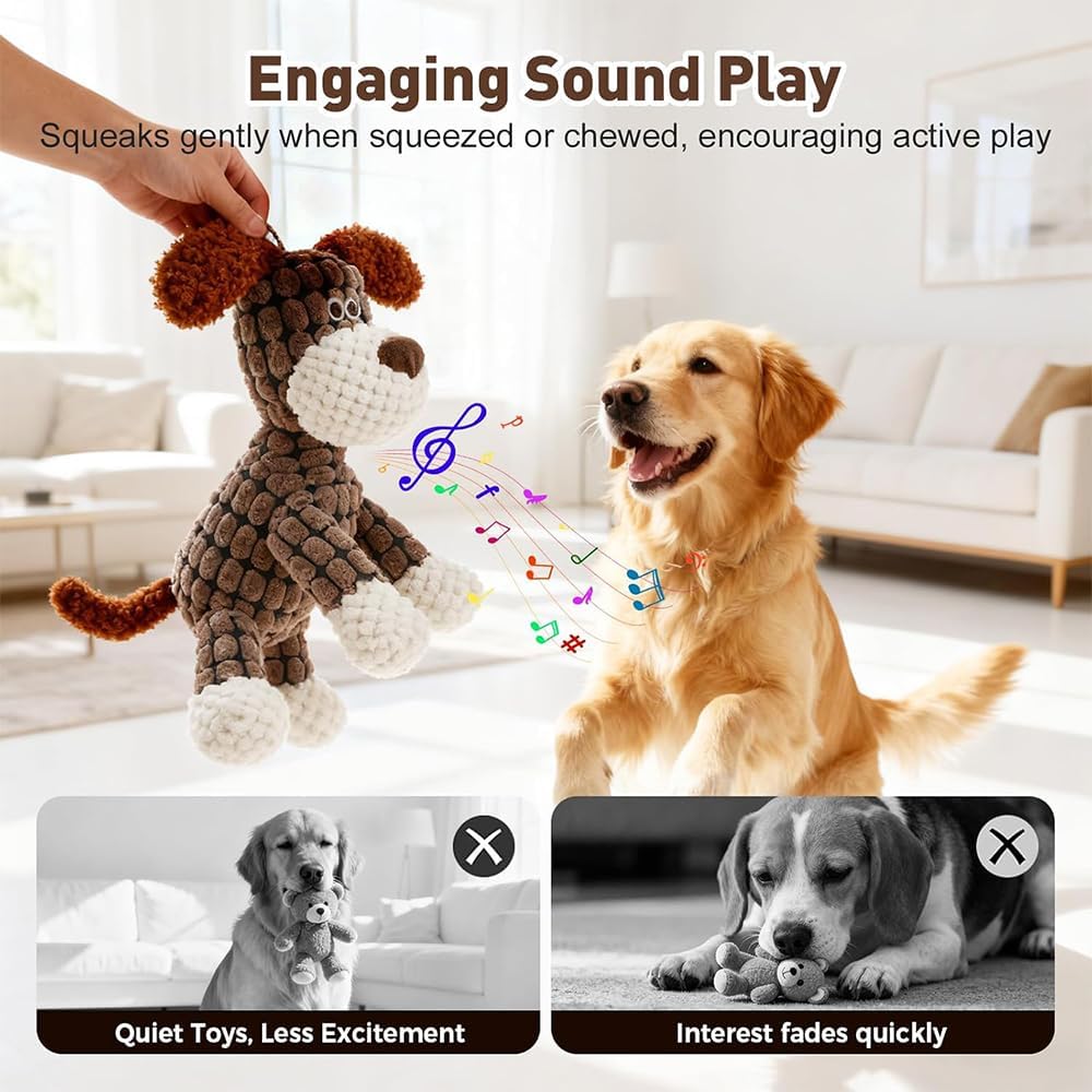 Indestructible Plush Dog Toy for Aggressive Chewers, 2026 New Dog Toys Interactive Squeaky Soft Puppy Chew Toy Long Lasting Tough Puppy Toys for Small Medium Dogs (Yellow) - Happypetzone.online - Image 6