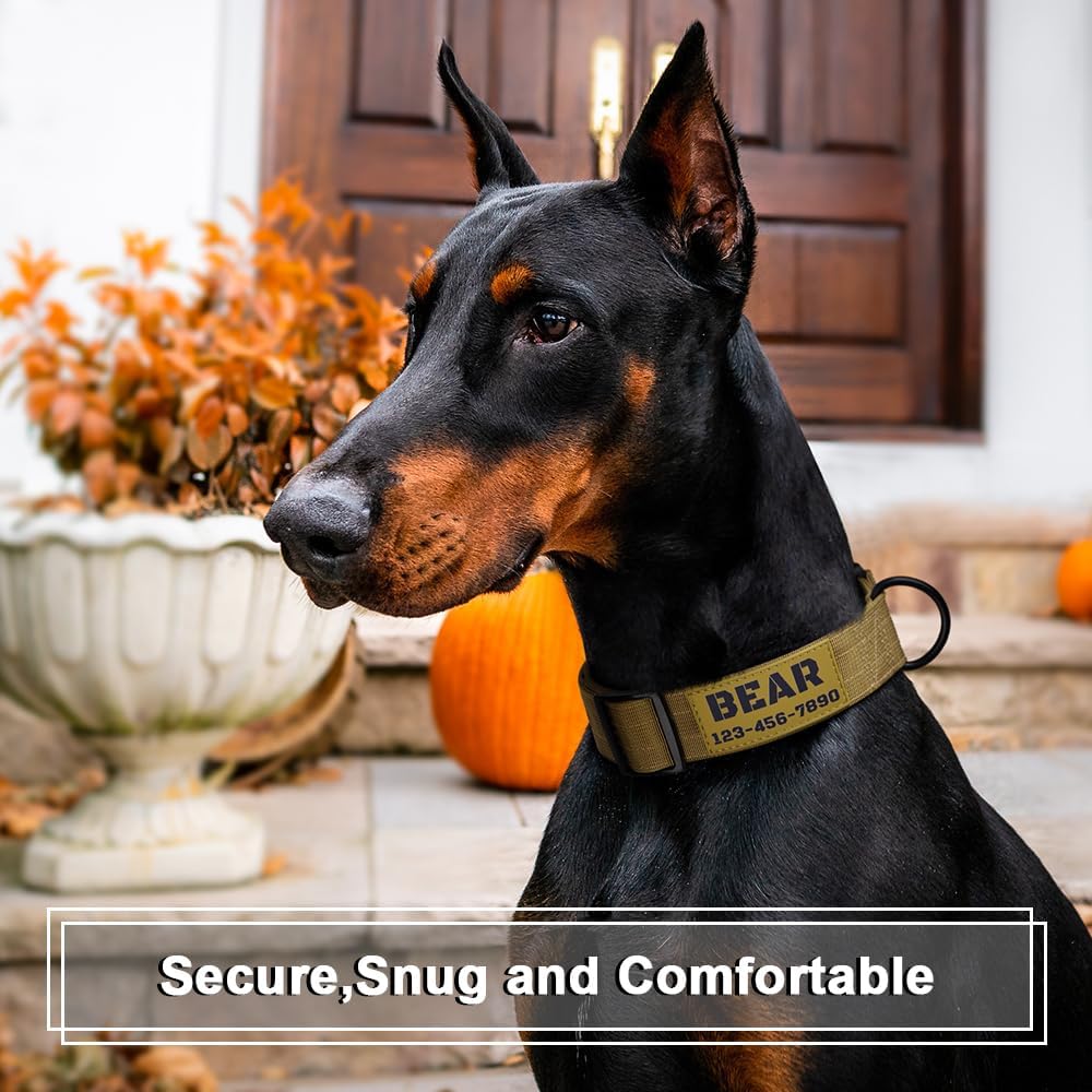Personalized Tactical Dog Collar with Name and Phone Number, Heavy Duty Nylon Military Dog Collar with Strong Metal Buckle for Medium and Large Dogs - Happypetzone.online - Image 4