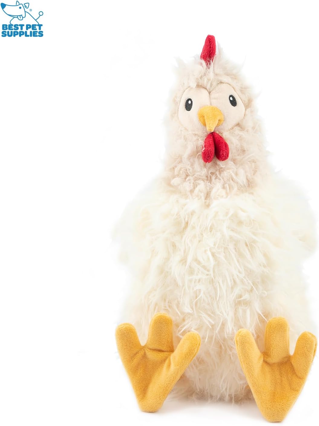 Best Pet Supplies Interactive Squeaky Dog Chew Toy, Ideal Dog Toys for Chewers, Small, Medium & Large Dogs, and Fetch Lovers - Crinkle Chicken (Beige), Large - Happypetzone.online - Image 2