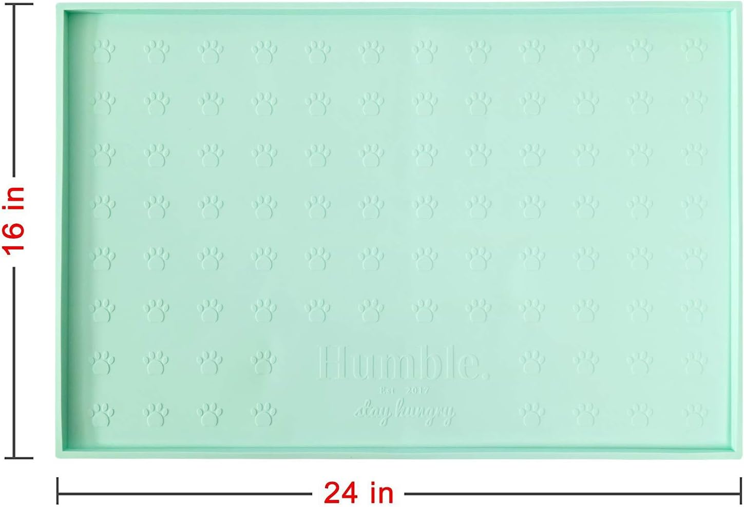 Food Mat Feeding Tray - Non-Slip, Anti-Spill, Raised Dog Food Bowl Mat, Easy Clean Waterproof - Premium Quality Silicone - Perfect for Dogs and Cats, 24"x16" (Cool Mint) - Happypetzone.online - Image 4
