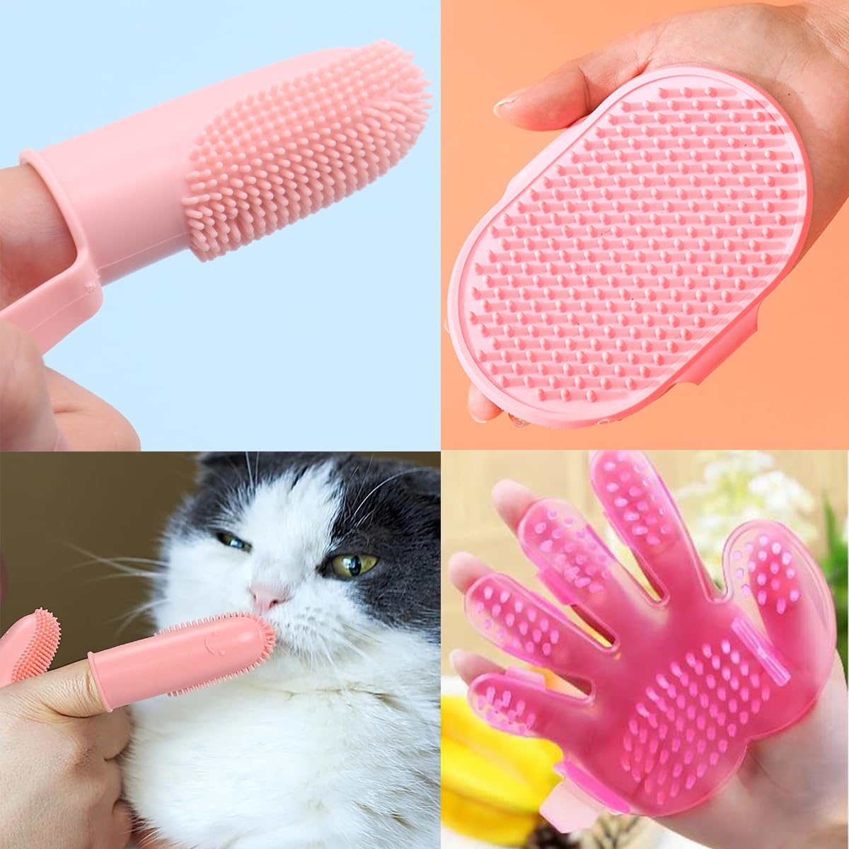 9PCS Pet Gromming Kit,Cleaning Brush Removes Loose Hair, Pet Bath Brush,Shampoo Brush, Nail Clipper, Flea Comb for Dogs&Cats and Small Animal Grooming Kit. - Happypetzone.online - Image 4