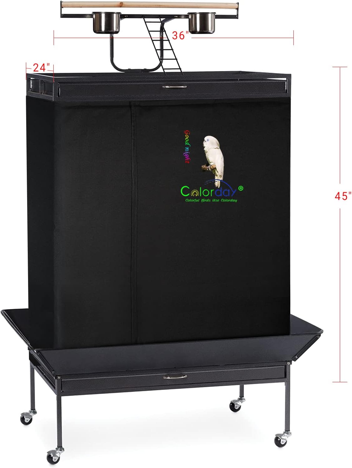 Colorday Good Night Bird Cage Cover for Large Bird Cage with Play Top (Patented), (Extra Large, Black) - Happypetzone.online - Image 2