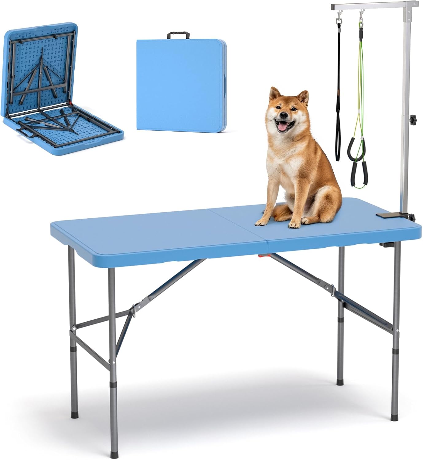 ynhurenth 49'' Pet Grooming Table for Large Dogs, Foldable Professional Grooming Table for Dogs at Home with Double Loops/Adjustable Arm, Capacity up to 330lbs, Blue - Happypetzone.online - Image 9