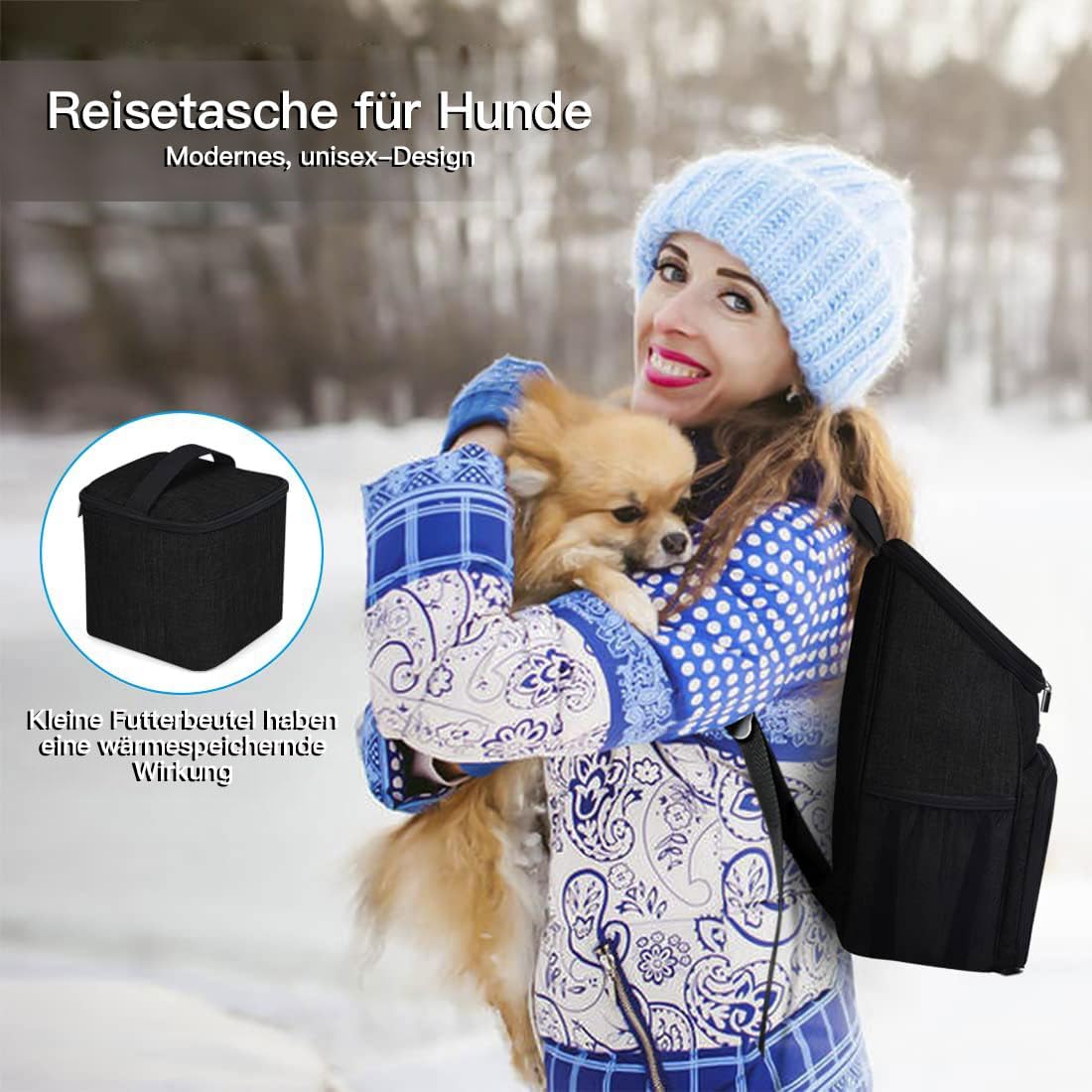 BAGLHER丨Dog Travel Bag, Airline Approved Pet Supplies Backpack, Dog Travel Backpack Accessories Set with 2 Silicone Collapsible Bowls and 2 Food Baskets. Black - Happypetzone.online - Image 7
