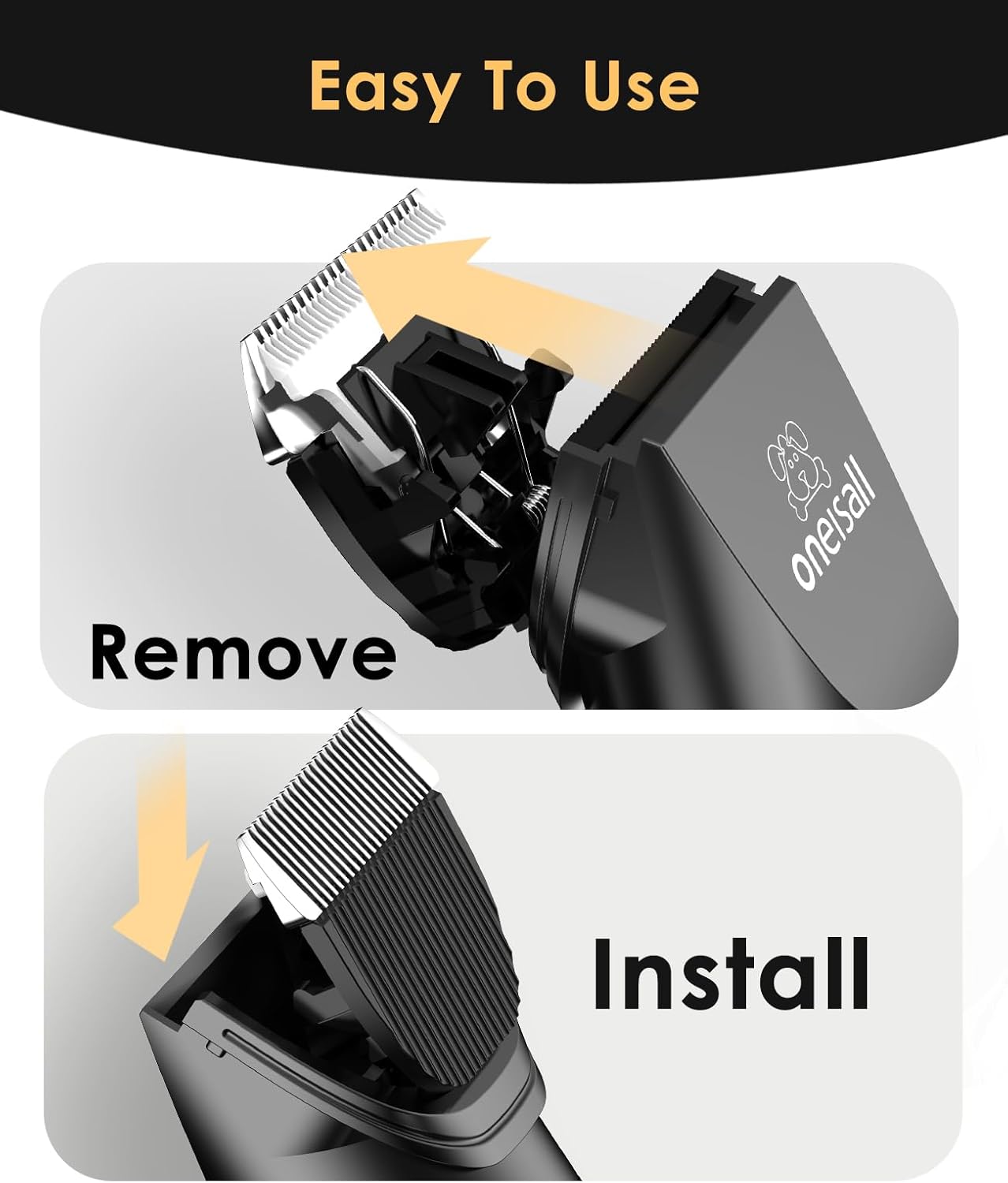 oneisall Quiet Cat Clippers for Matted & Long Hair, 2-Speed Cordless Pet Shaver Grooming Kit for Cats, Small Dogs & Animals (Black) - Happypetzone.online - Image 8