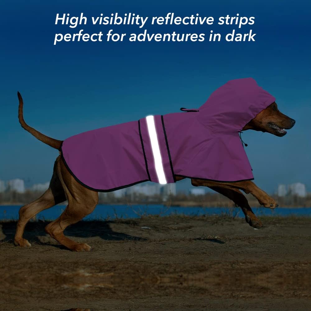 Reflective Dog Rain Coat - Waterproof Adjustable Pet Rain Jacket, Lightweight Dog Hooded Poncho Raincoat for Small to X- Large Dogs and Puppies (Pink, Large) - Happypetzone.online - Image 3