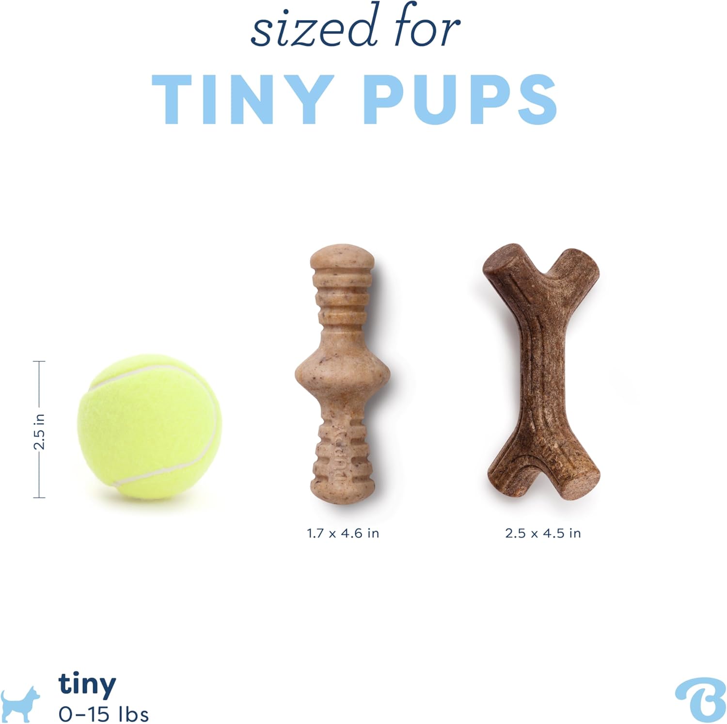 Benebone Puppy 2-Pack Maplestick/Zaggler Durable Dog Chew Toys for Gentle Chewers, Real Bacon, Real Maplewood, Made in USA, Tiny - Happypetzone.online - Image 4