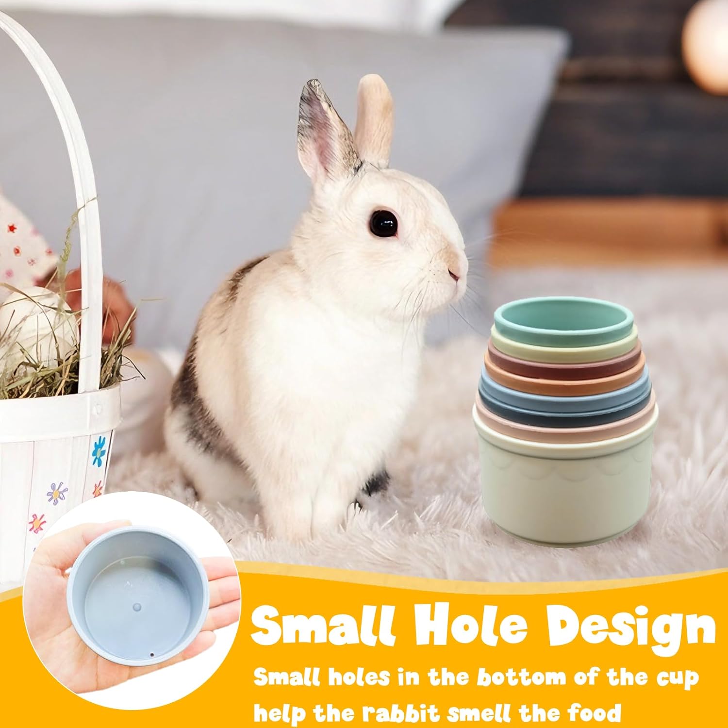 8 Pcs Stacking Cups for Small Animal Toys,Nesting Rabbit Toys of Different Sizes,Safe Plastic Colorful Nesting Toys for Bunny Guinea Pig Hiding Food and Playing - Happypetzone.online - Image 5