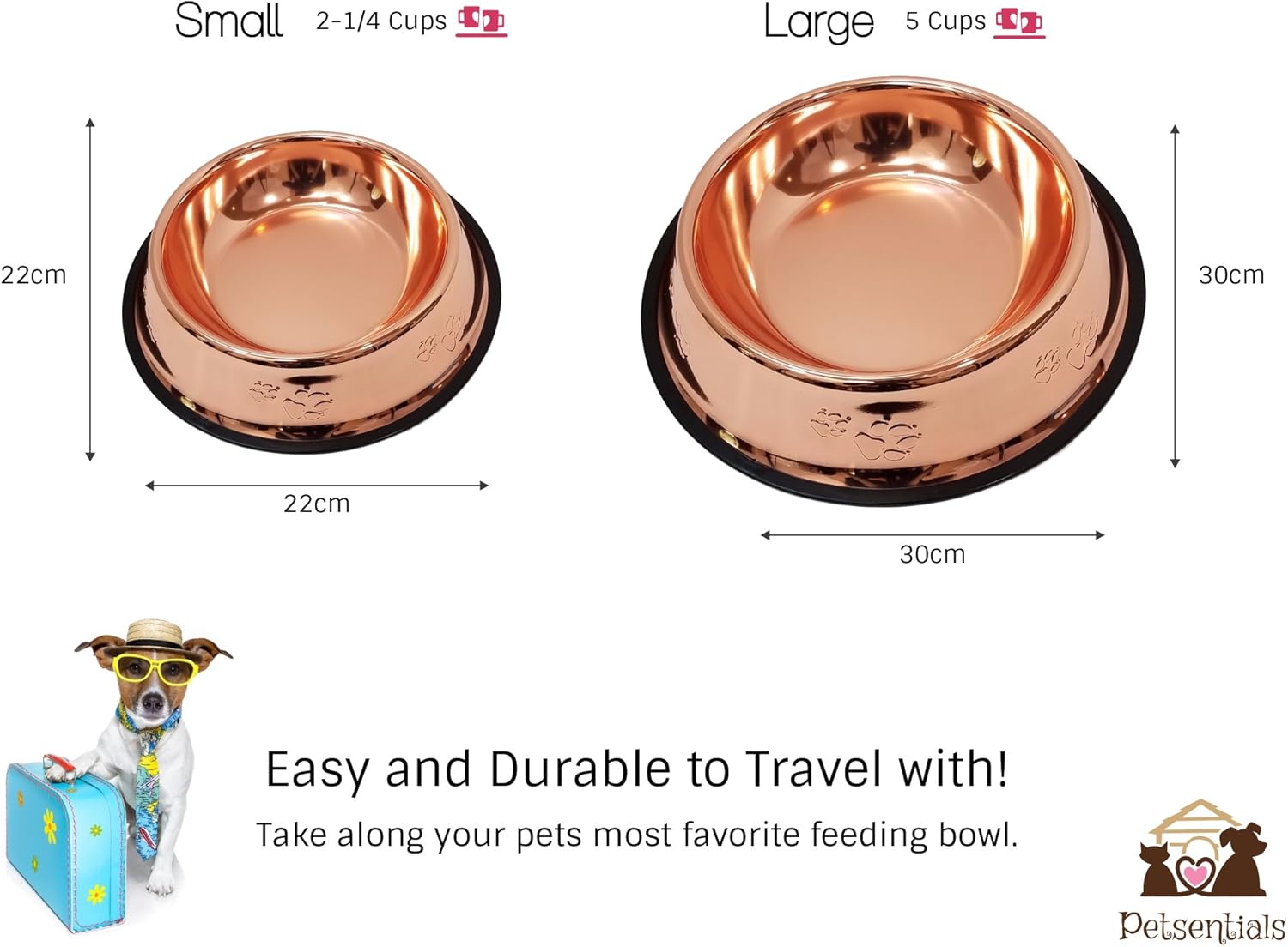 Petsentials Non-Skid Stylish Food Bowl for Your Pet, Premium Grade Stainless Steel - Elegant Bronze - Happypetzone.online - Image 4