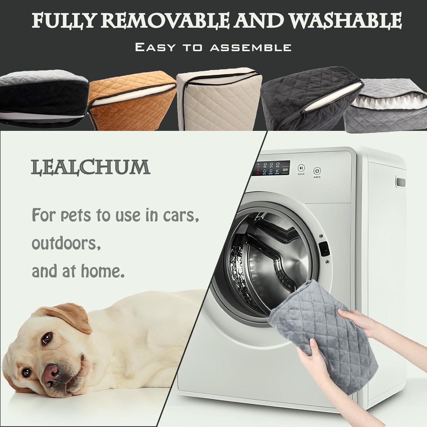 Lealchum Dog Booster Car Seat for S/M Dogs Up to 35lbs,Soft 6in Elevated Cushion,Fits in Front/Back Seat,Fully Detachable and Washable,2 Storage Pockets & 3 Straps,Easy to Install (Black/Brown,Medium) - Happypetzone.online - Image 5