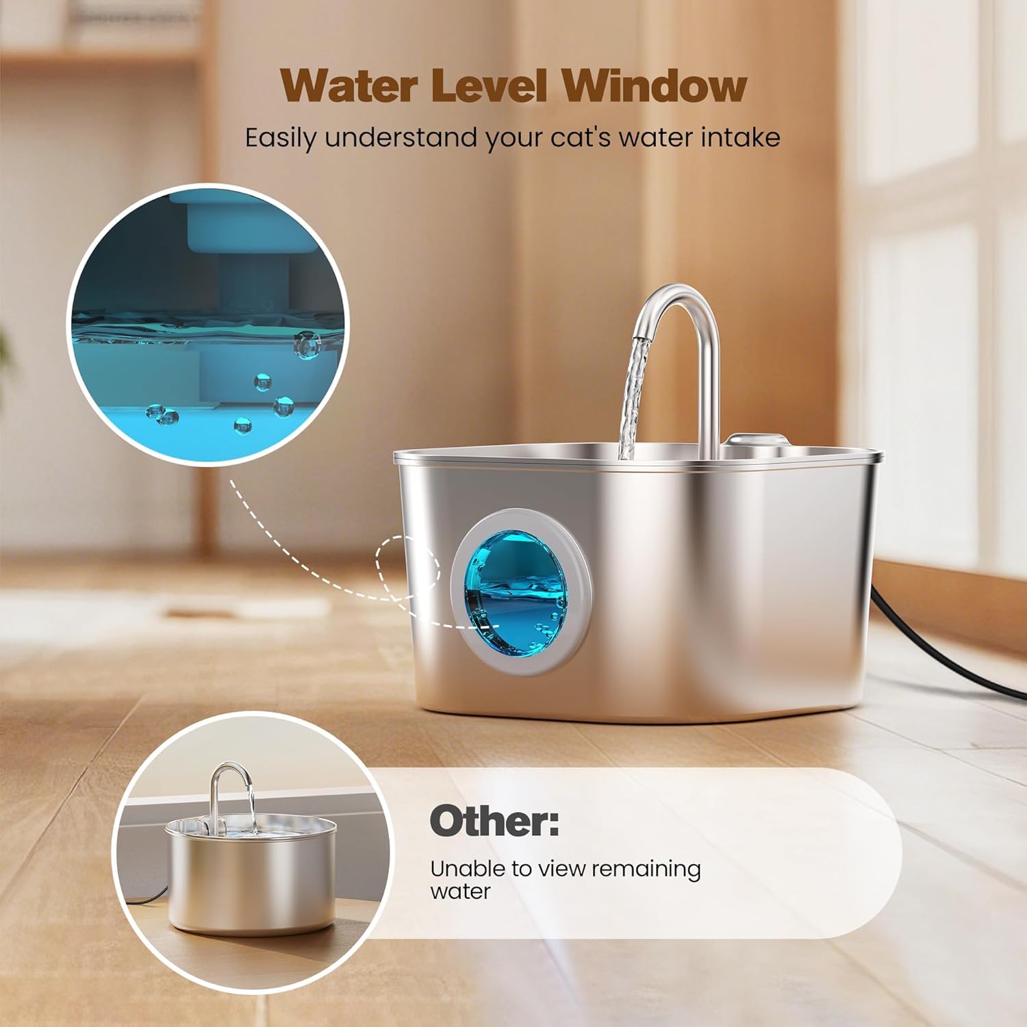 Cat Water Fountain Stainless Steel: Pet Fountains for Cats/Dog Indoor Automatic Waterer Bowls for Drinking Small Animal Water Dispenser Metal Pets Watering Faucet Bottle Auto Kitty Watering Supplies - Happypetzone.online - Image 4