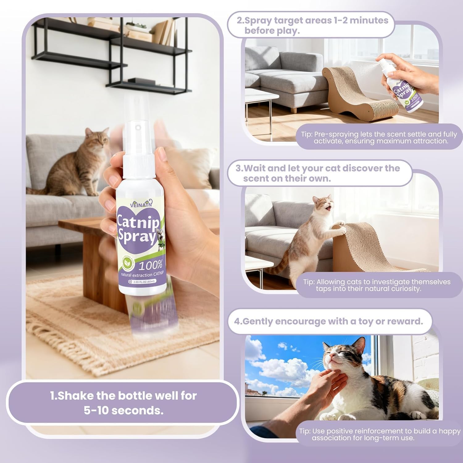 Catnip Spray for Cats, 100% Natural Catnip Mist Spray for Cats & Kittens, Relieves Stress, Calming, Safe for Pets - 2 Fl Oz - Happypetzone.online - Image 6
