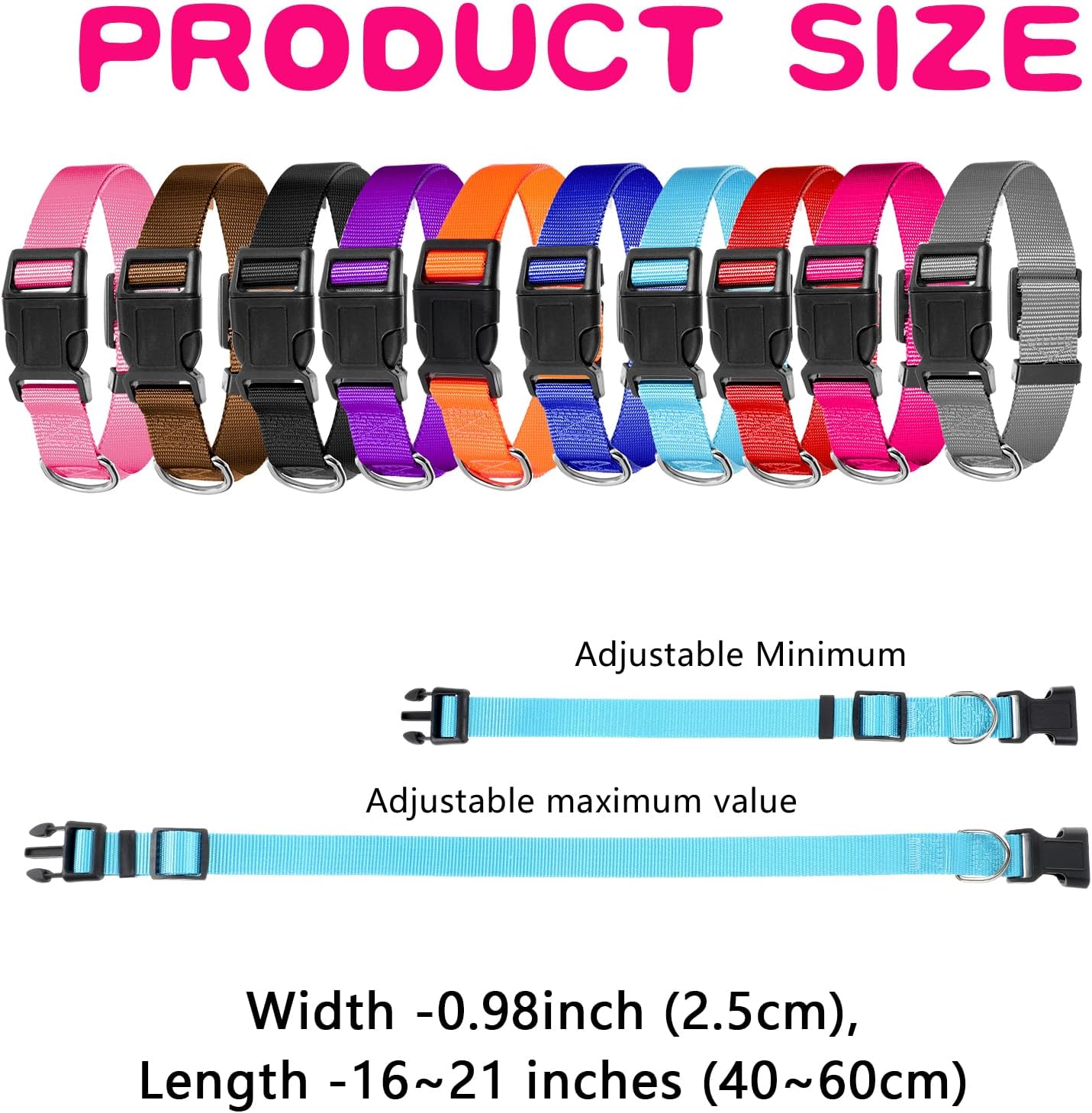 20 Pcs Adjustable Dog Collar 10 Colors Nylon Pet Collar Soft Neoprene Padded Collar with Buckle Heavy Duty Medium Dog Collars for Medium Dogs(Dark Color, Large) - Happypetzone.online - Image 2