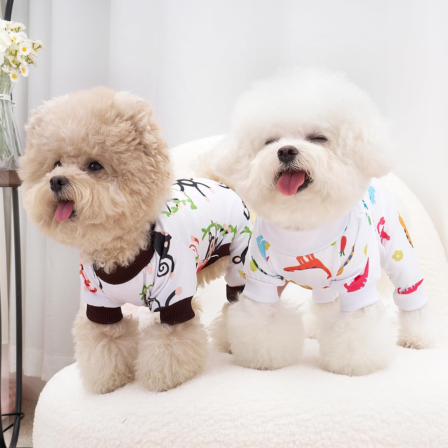 XPUDAC 4 Pack Dog Pajamas Soft Strechy Summer Doggie Clothes for Small Medium Dogs Boy Girl Dog Onesie Puppy Pjs Cat Apparel-Small - Happypetzone.online - Image 7