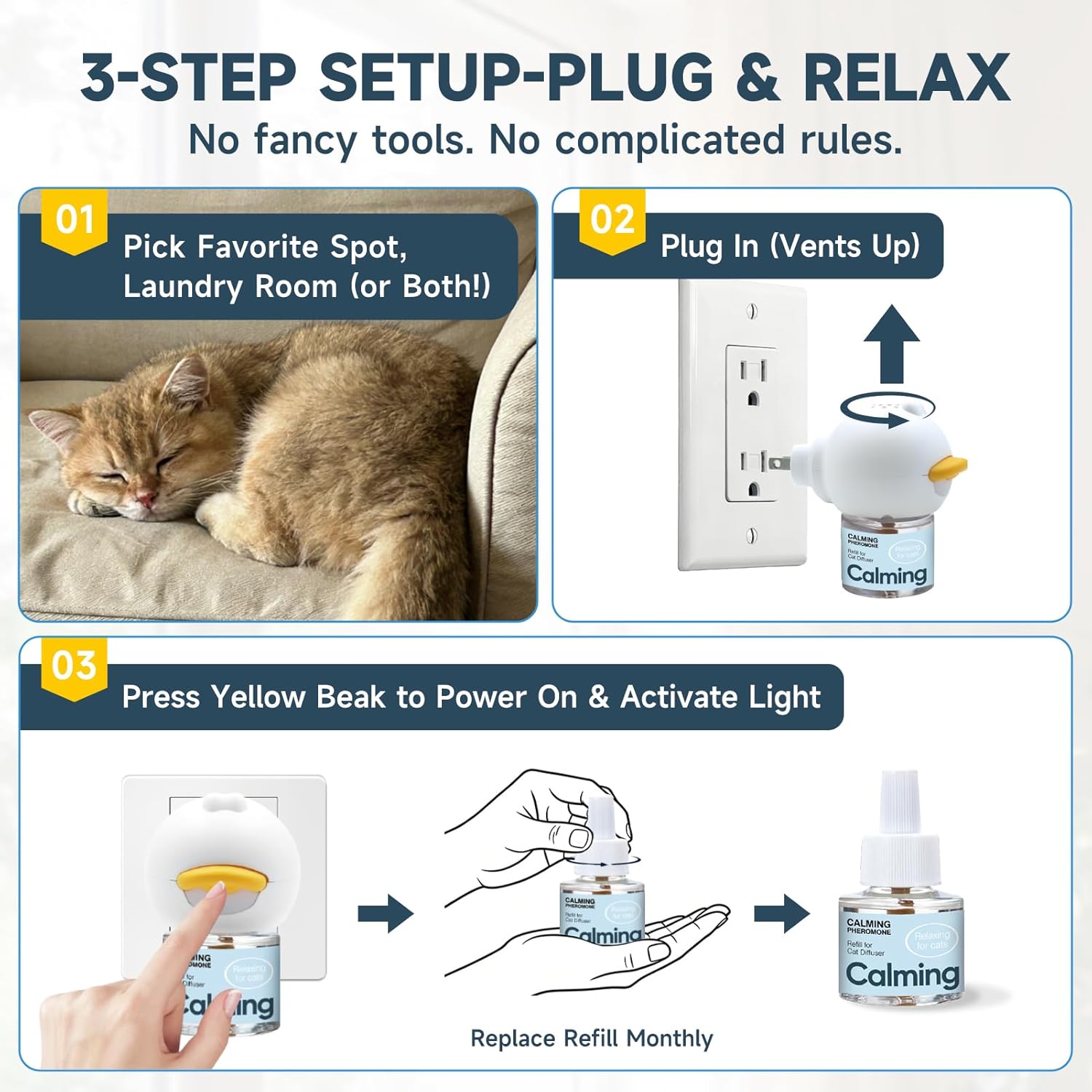 Anti Cat Pee Diffuser Calm Calming Cat Pheromone Pet Diffuser Plug In Spray Relaxer For Cats Anxiety Feromonas Calming Pheromones Relaxing Stress Diffuser Calmer With 4 Refill Peeing Cat Diffusers - Happypetzone.online - Image 6