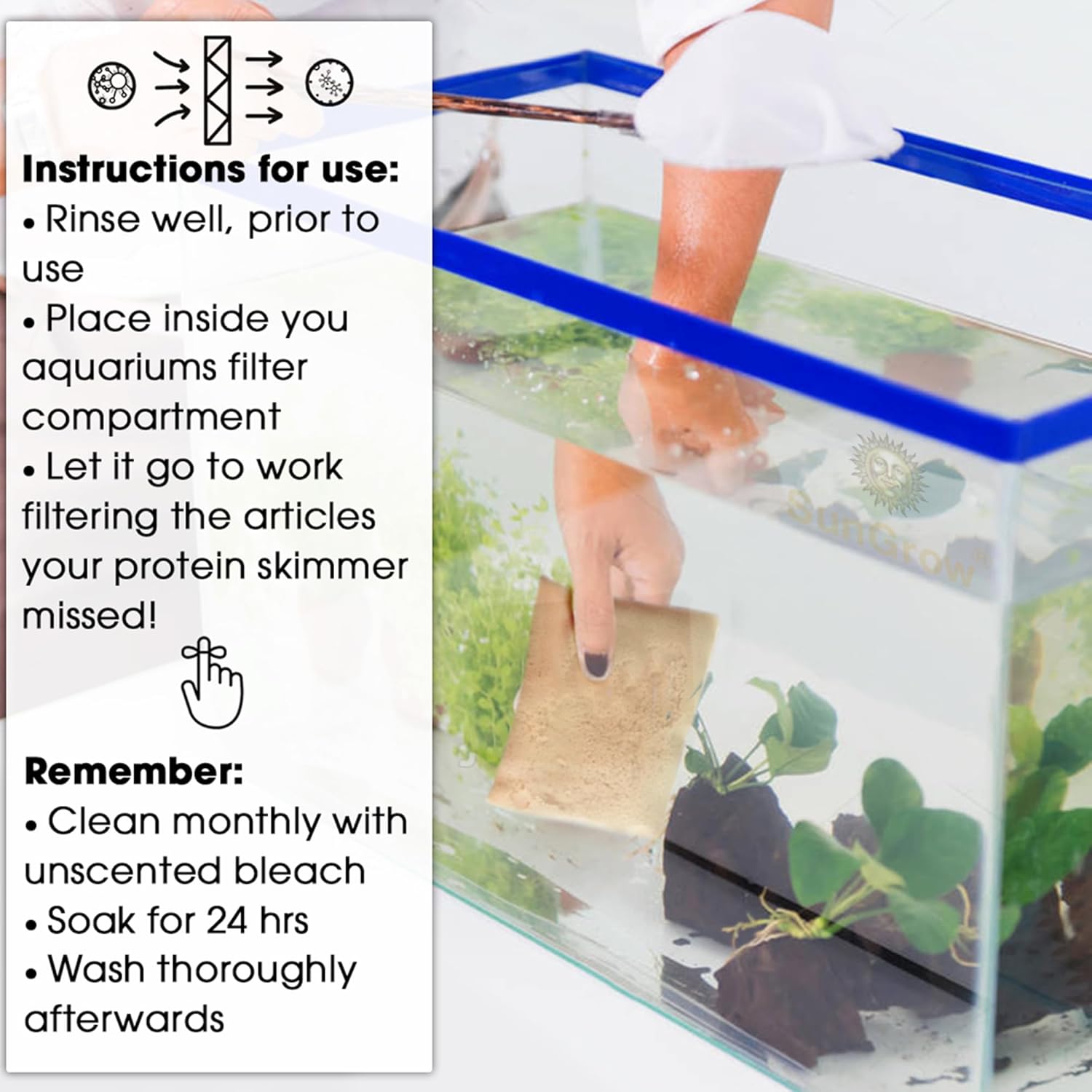 SunGrow Aquarium Resin Filter Media – Remove Ammonia, Nitrite & Nitrate Clear Brown Water from Indian Almond Leaves & Driftwood, for Freshwater & Saltwater Fish Tanks, Fine Mesh Bag Included - Happypetzone.online - Image 4