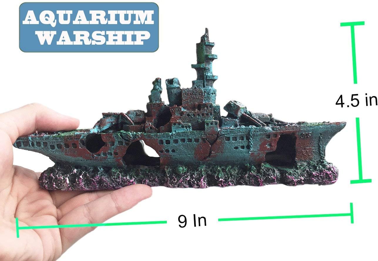 SLOCME Aquarium Shipwreck Decorations Fish Tank Ornaments - Resin Material Sunken Ship Decorations, Eco-Friendly for Freshwater Saltwater Aquarium Betta Fish Decorations - Happypetzone.online - Image 4