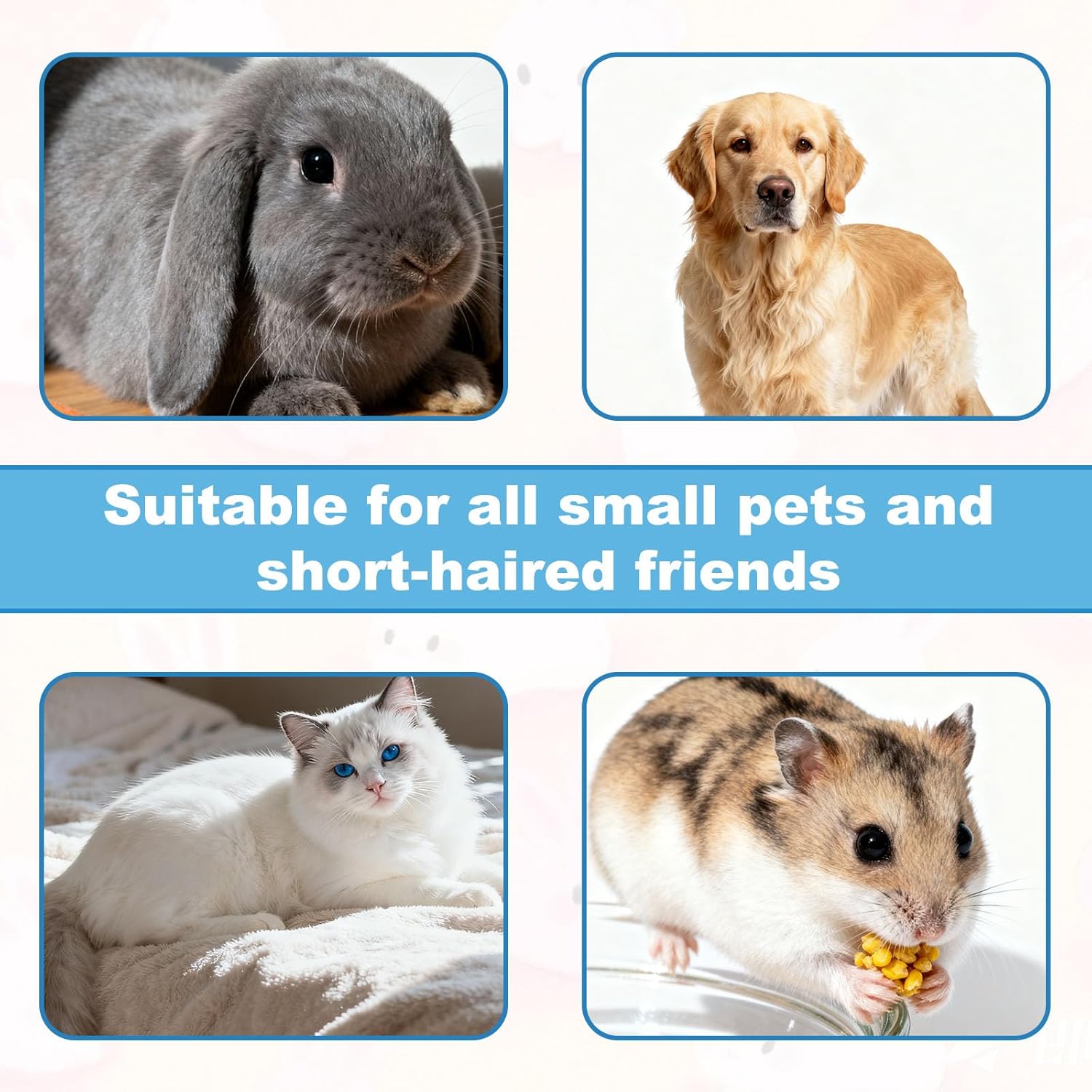 Rabbits Bunny Brush, 13.5x9cm/5.31x3.54in Durable Soft Silicone Rabbit Grooming Bunny Brush Practical Small Animal Massage Comb Suitable for Cats, Puppy Dogs, Kittens & Pets (Blue) - Happypetzone.online - Image 7