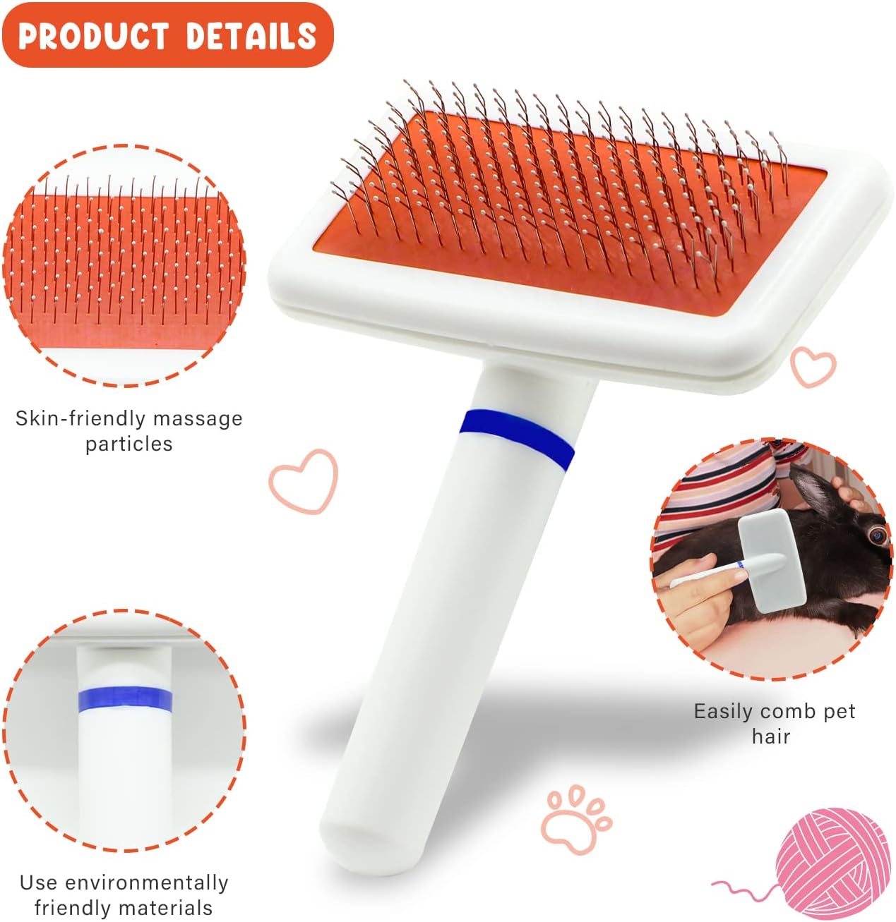 Cat Grooming Kit Set with Pet Shedding Slicker Brush Nail Clipper Trimmer Pet Massage Bath Glove Flea Comb for Bunny Puppy Kitten Guinea Pig Chinchilla Ferret Small Animals (Red, Pink) - Happypetzone.online - Image 4