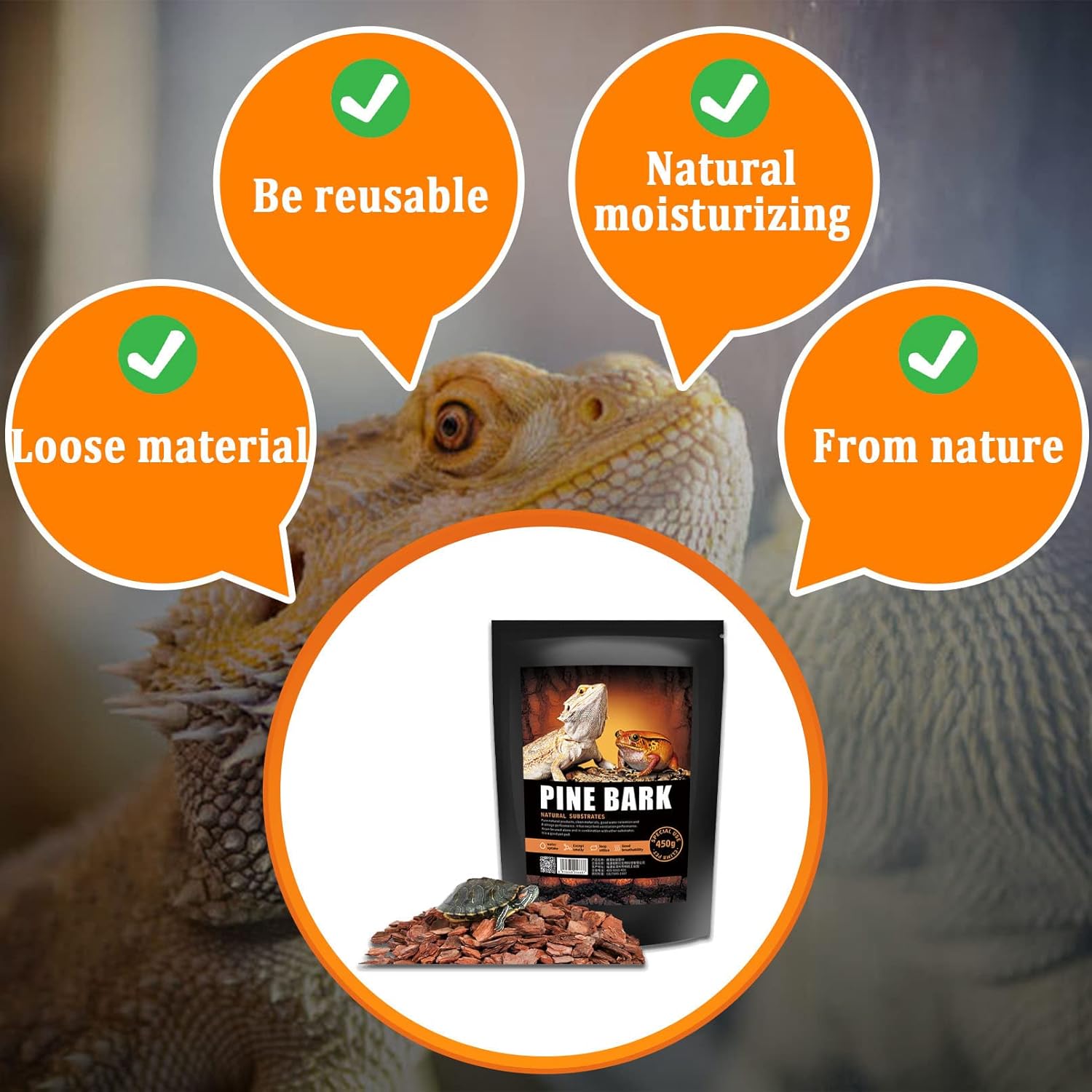 BNOSDM Reptile Cork Bark Substrate Bedding Tortoise Natural Cork Wood Chips Reptile Breeding Bedding Habitat Decor for Ball Python Lizard Snake Spiders Geckos Bearded Dragons Hermit Crabs (0.99LB) - Happypetzone.online - Image 5