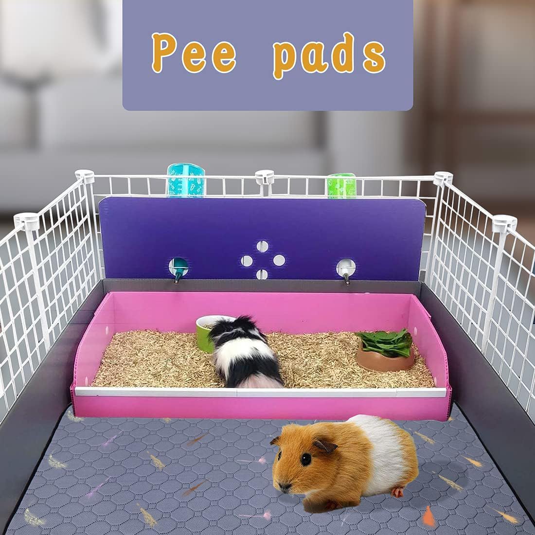 2Pcs Guinea Pig Cage Liners,Guinea Pig Fleece Cage Liners24''X48'' Super Absorbent Washable Pee Pads Reusable for Rabbit Hamster Chinchilla - Happypetzone.online - Image 7