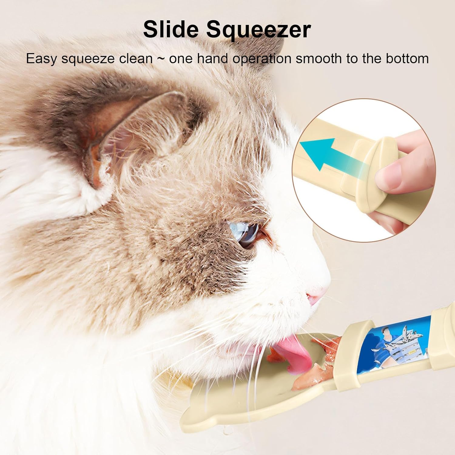 Aerbee 4PCS Cat Strip Feeder Spoons, Sliding Pet Treat Spoon Squeeze, Lickable Squeezable Creamy Treat, Wet Treats Dispenser, Cat Treat Spoon Squeeze, Fun Feeding for Pets, Beige/Blue/Purple/Pink - Happypetzone.online - Image 2