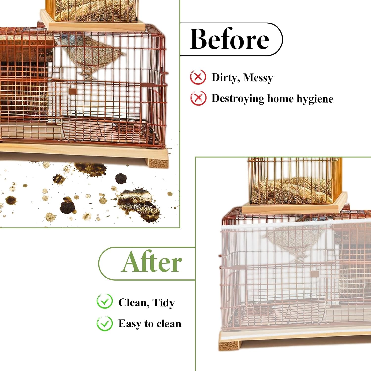 Trinkrittey Bird Cage Seed Catcher White Bird Cage Net Cover Adjustable Birds Cages Netting Seed Catcher Stretchy Birds Cages Guard for Parrot Enclosures - Happypetzone.online - Image 4