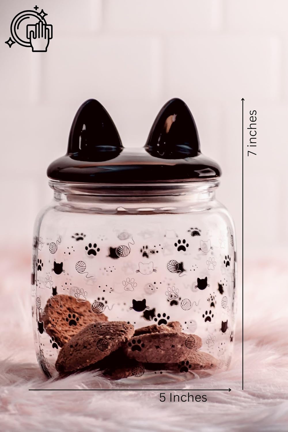 10 Strawberry Street Cat Ears Pet Treat Canister, Black - Happypetzone.online - Image 5
