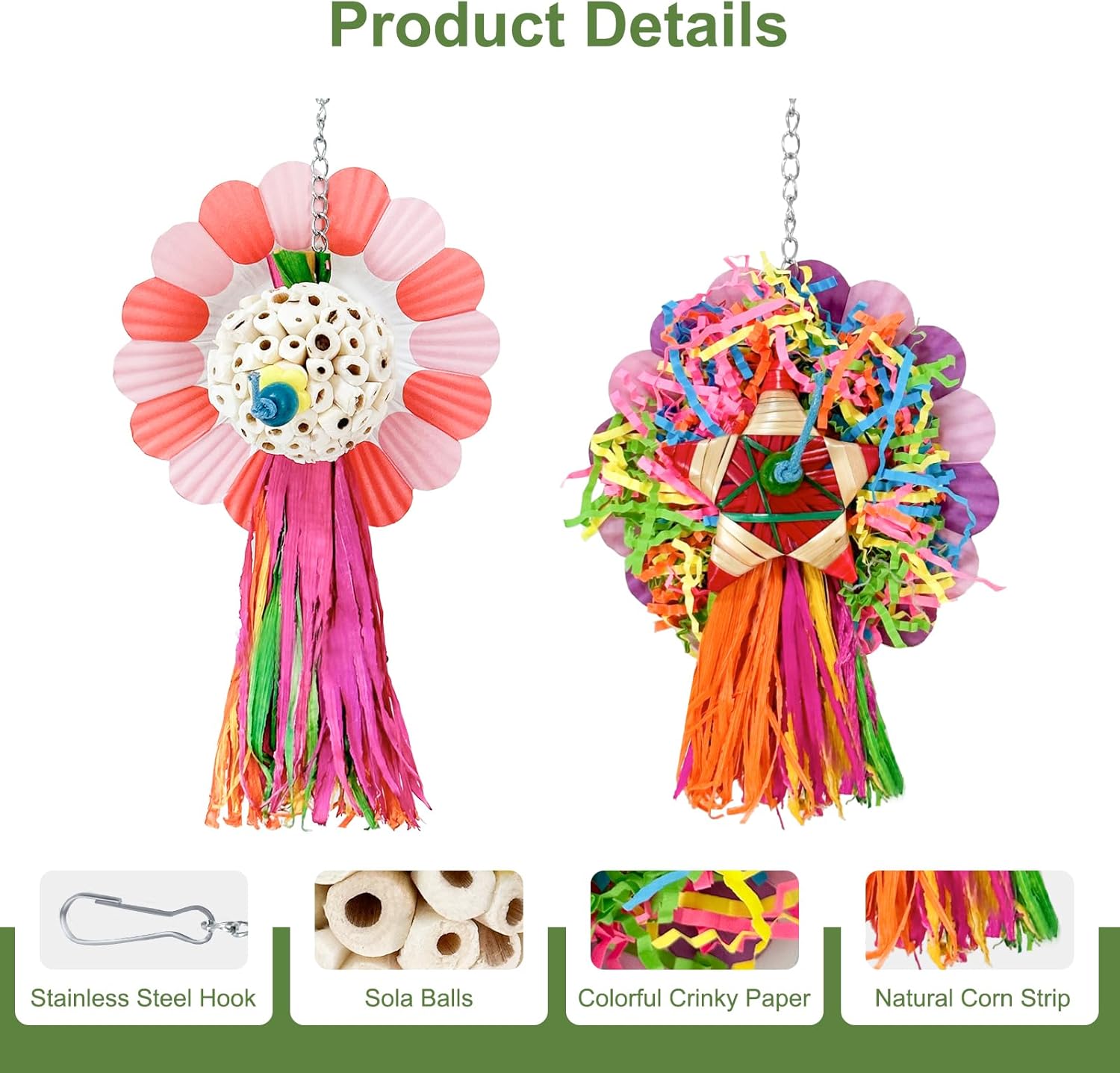 Bird Toys, 3PCS Natural Corn Cob Bird chew Toys Bird Foraging Toys for Small Medium Parrots, Conures, Cockatiel, Lovebird Cockatiel - Happypetzone.online - Image 3