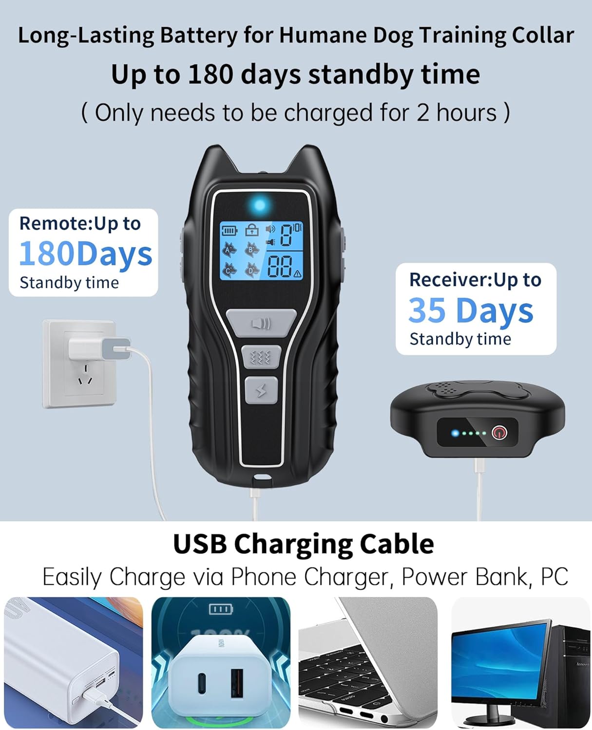 Dog Training Collar with Remote, Waterproof IPX7 E Collar for Dogs, Beep and Vibration Modes, Safe and Humane Training, 2000FT Range, Rechargeable, Fits Small Medium Large Dogs 15–120 lbs (Grey) - Happypetzone.online - Image 4