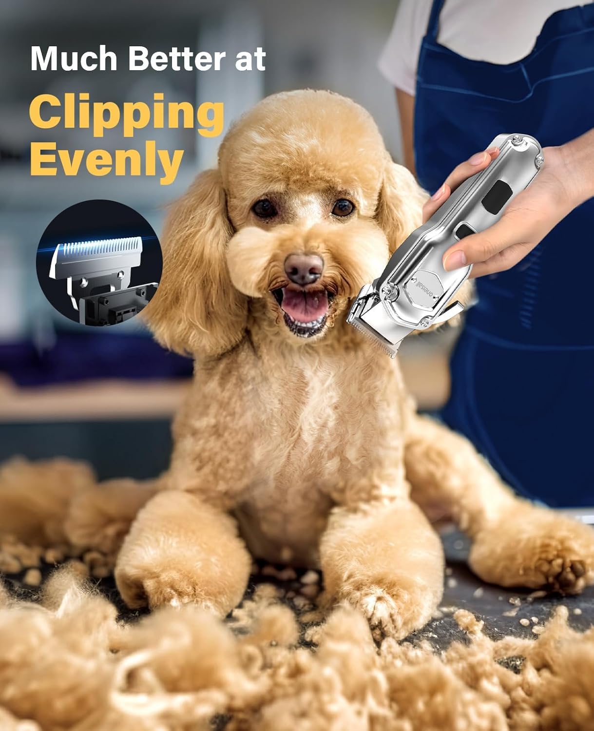 oneisall Dog Grooming Kit for Heavy Thick Hair&Coats/Low Noise Rechargeable Cordless Waterproof Dog Clippers for Grooming Animals&Pets/Pet Shaver with Stainless Steel Blade and Paw Trimmer - Happypetzone.online - Image 2