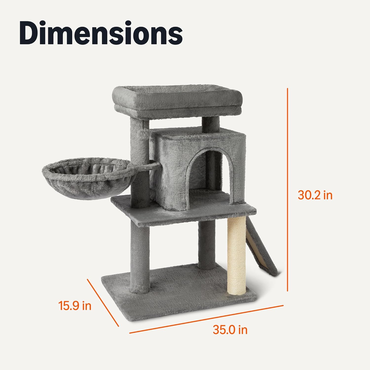 Amazon Basics Indoor Cat & Kittens Multi-Level Climbing Activity Tower with Scratching Posts, 2 Condos, FSC Certified, M - 31.1" (78.9cm) H, Grey - Happypetzone.online - Image 5