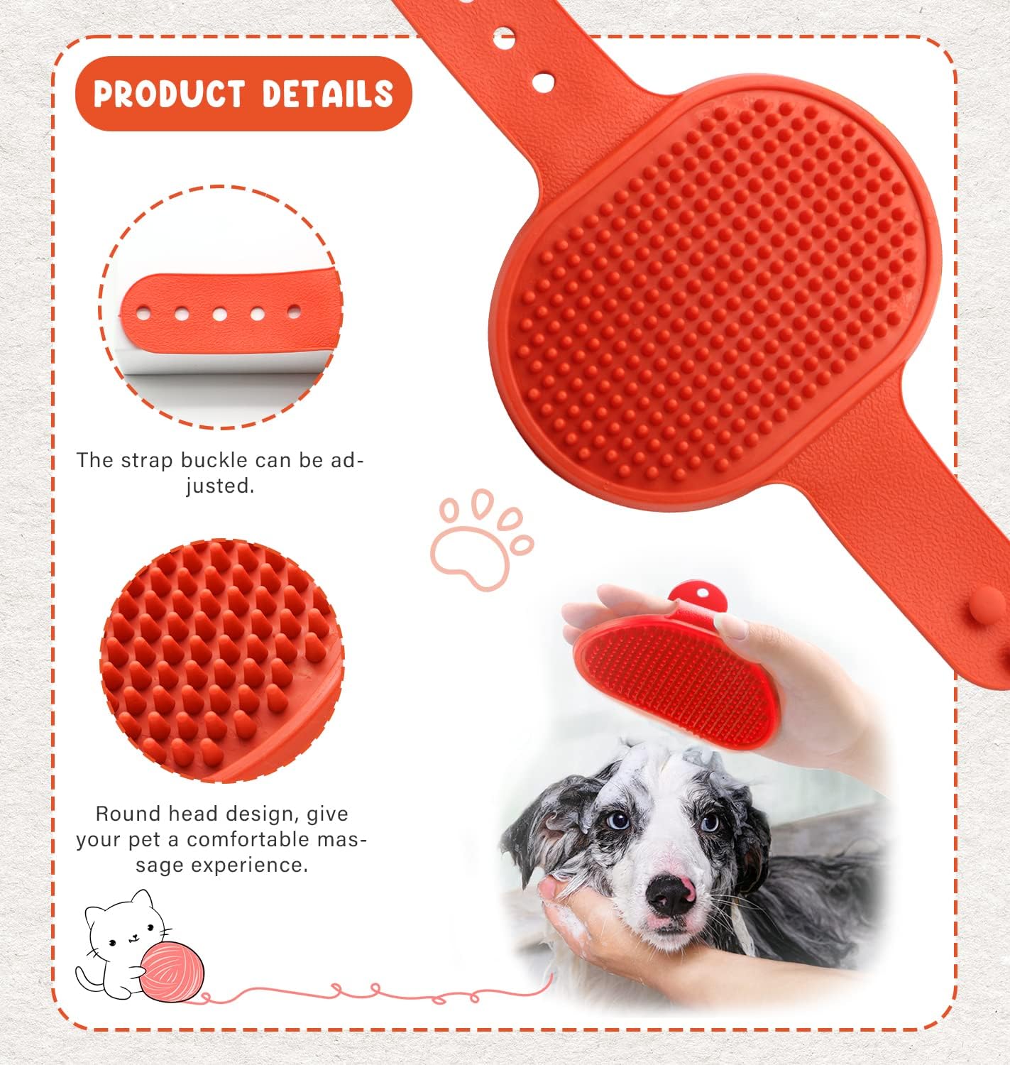 Cat Grooming Kit Set with Pet Shedding Slicker Brush Nail Clipper Trimmer Pet Massage Bath Glove Flea Comb for Bunny Puppy Kitten Guinea Pig Chinchilla Ferret Small Animals (Red, Pink) - Happypetzone.online - Image 7