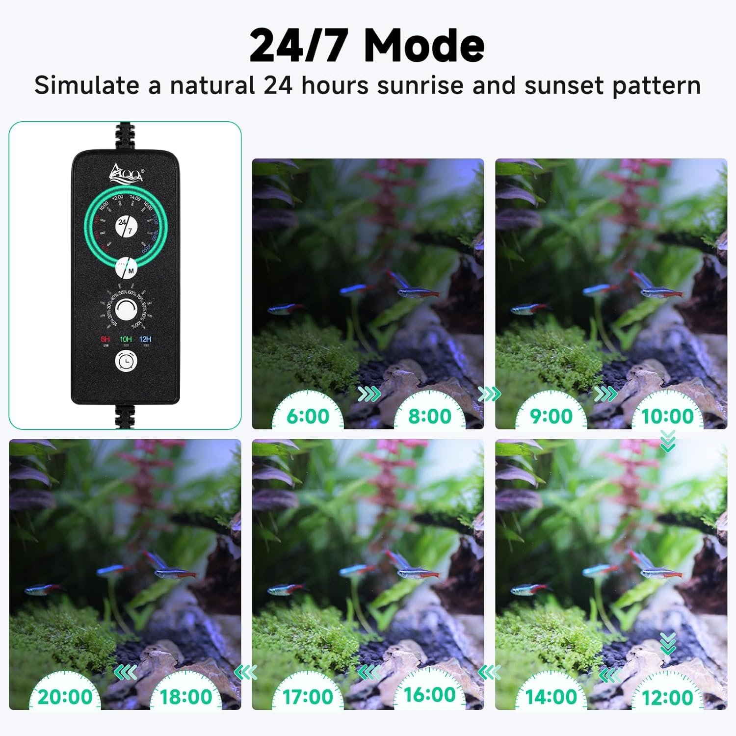 AQQA LED Aquarium Light, 24/7 Mode IP68 Waterproof Extendable Bracket Fish Tank Light, DIY Mode Full Spectrum Aquarium Plant Light, Adjustable Timer/Brightness Memory Function for 12-18 Inch Fish Tank - Happypetzone.online - Image 4