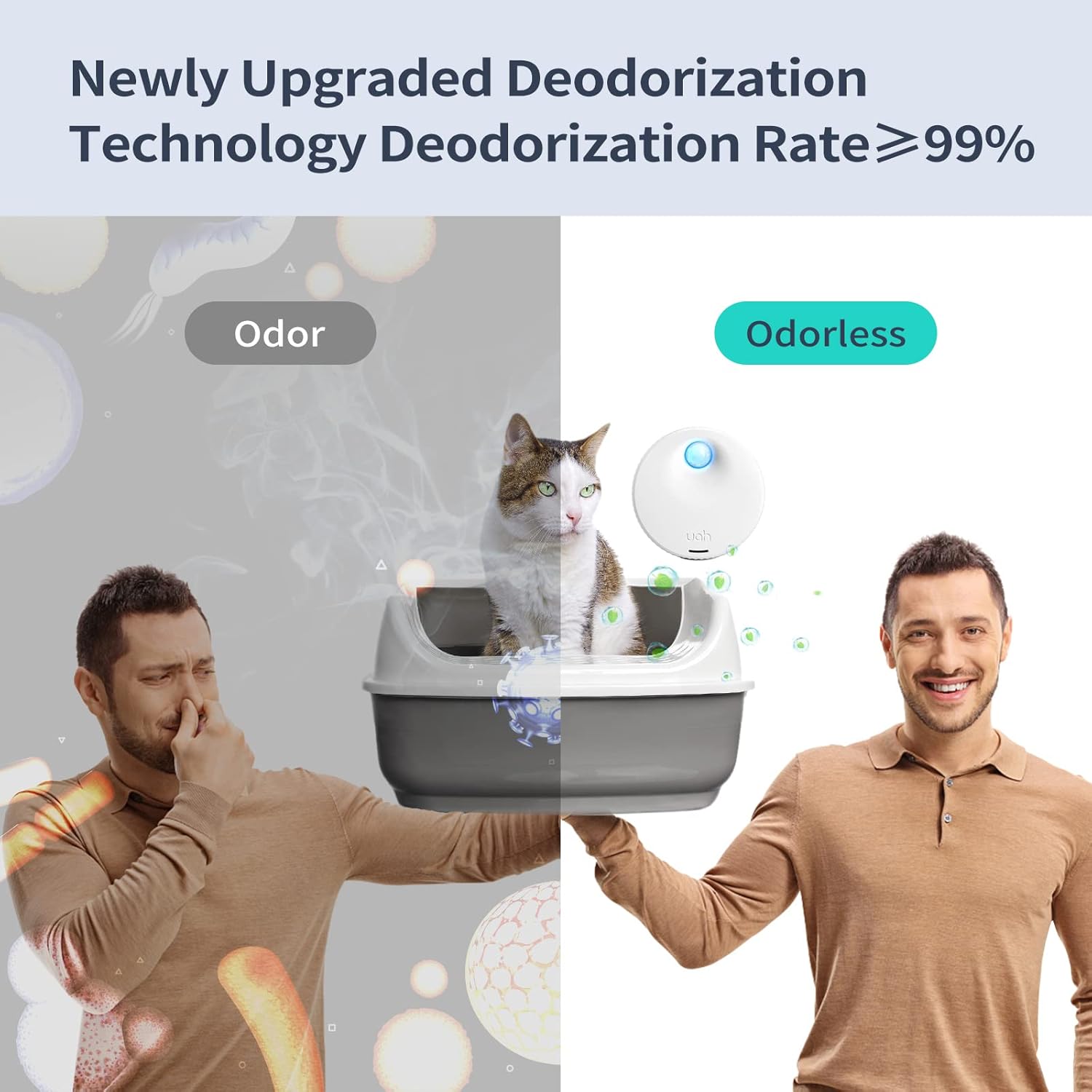 uahpet Cat Litter Deodorizer Odor Eliminator 99.9% Dust-Fall for All Kinds of Cat Litter Box Bathroom Wardrobe Kitchen and Small Area( 80% Deodorization /99% Deodorization) - Happypetzone.online - Image 2