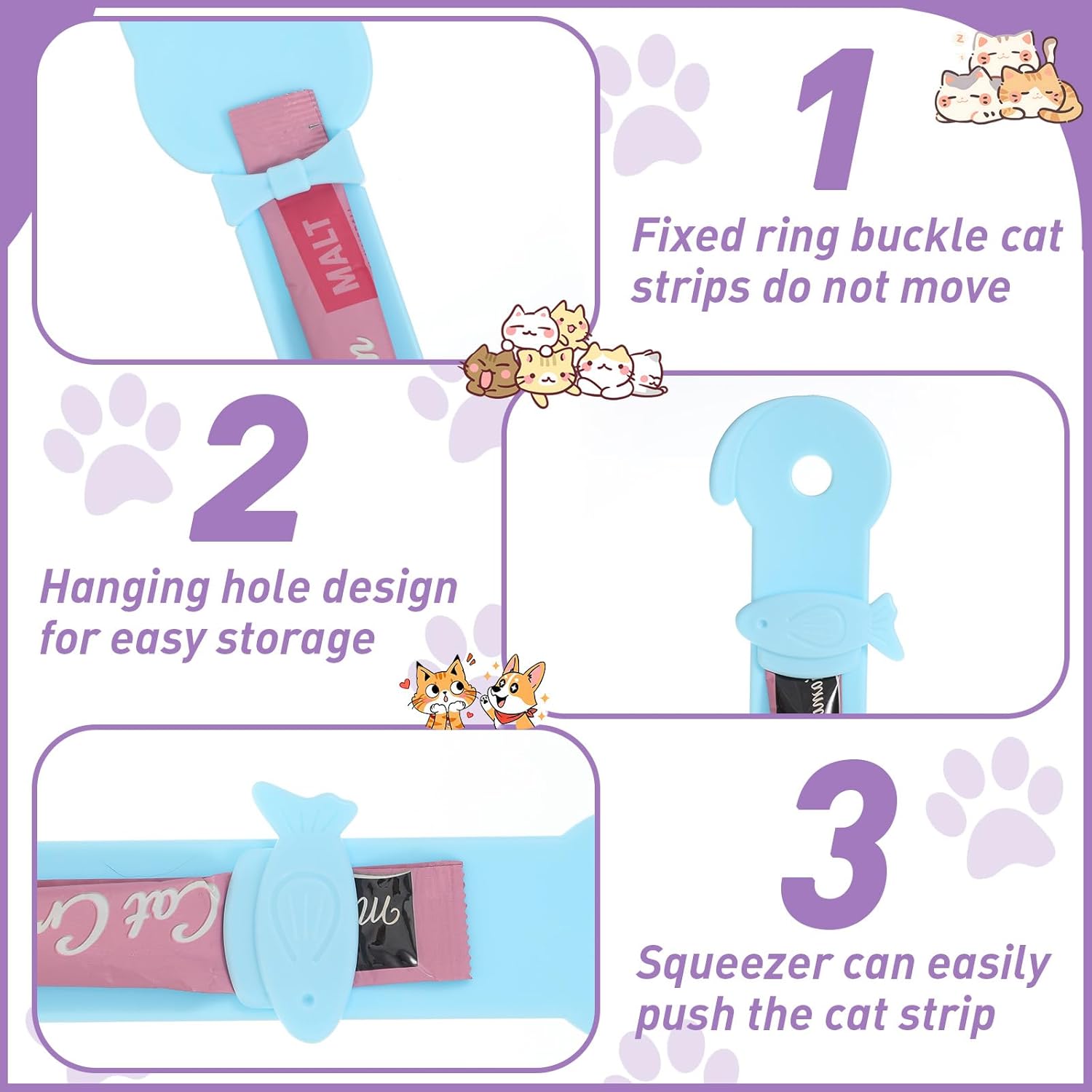 4PCS Cat Treat Spoon Set - Colorful Cat Treat Squeeze Spoon for Lickable Wet Treats, Fun Feeding Dispenser for Cats - Happypetzone.online - Image 3