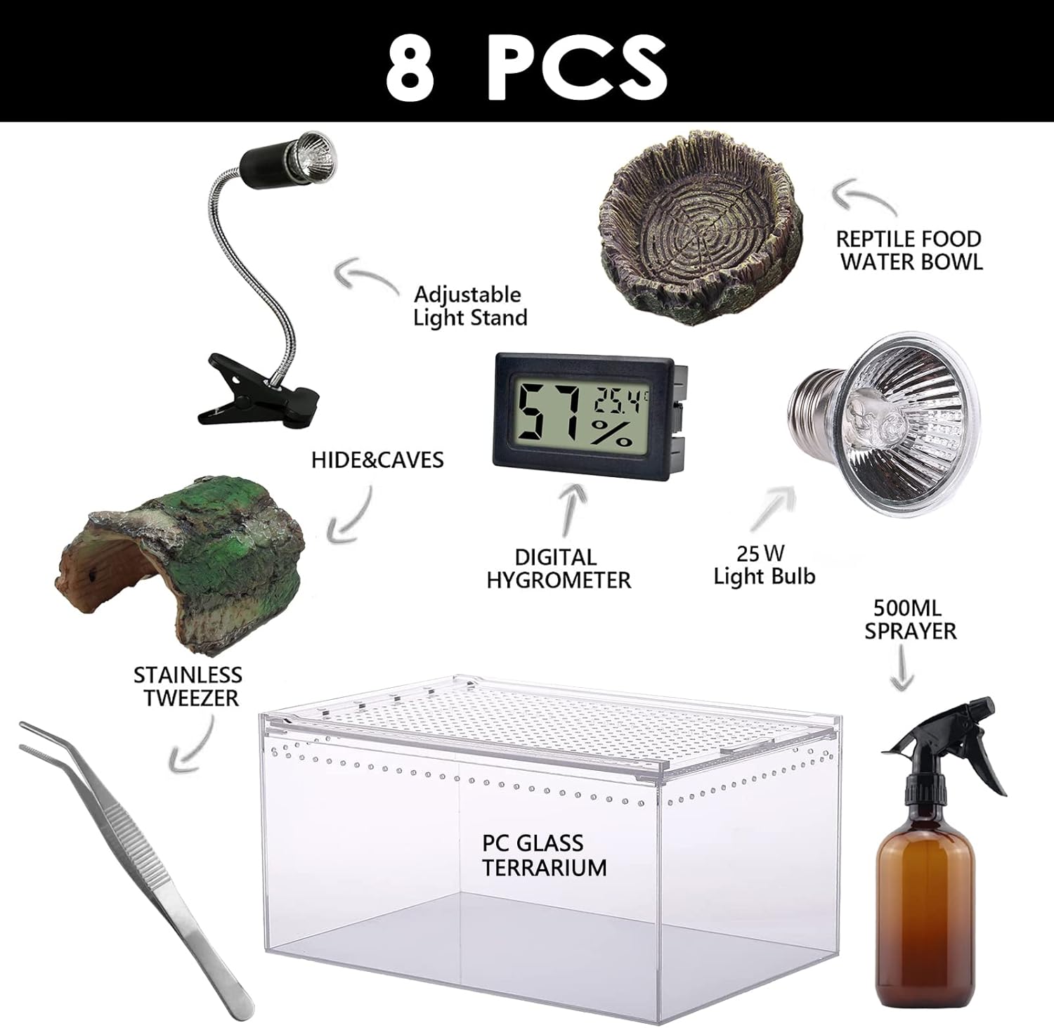 Reptile Terrarium - Amphibian Tank Starter Kit, Eco Rainforest Feeding Box, Amphibian Feeding Box, Suitable for breeding Lizards, Snakes, Chameleons,Jumping Spiders - Happypetzone.online - Image 2