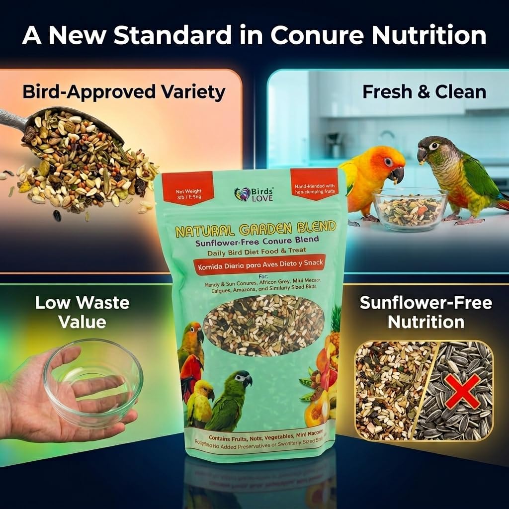 Birds LOVE All Natural Garden Blend Bird Food for Conures - Sunflower Free 2lb - Happypetzone.online - Image 6