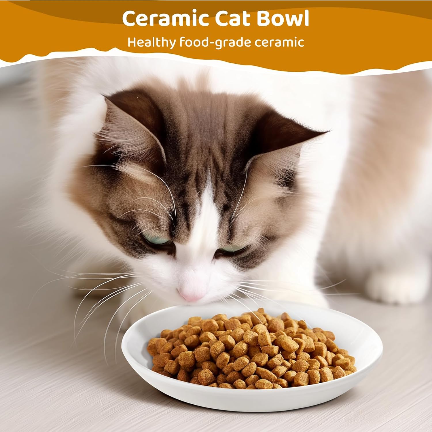 Ceramic Cat Food Plates: Cat Wet Food Bowls/Whisker Fatigue Cat Dishes & Shallow Bowls for Kittens and Small Animals - Happypetzone.online - Image 2
