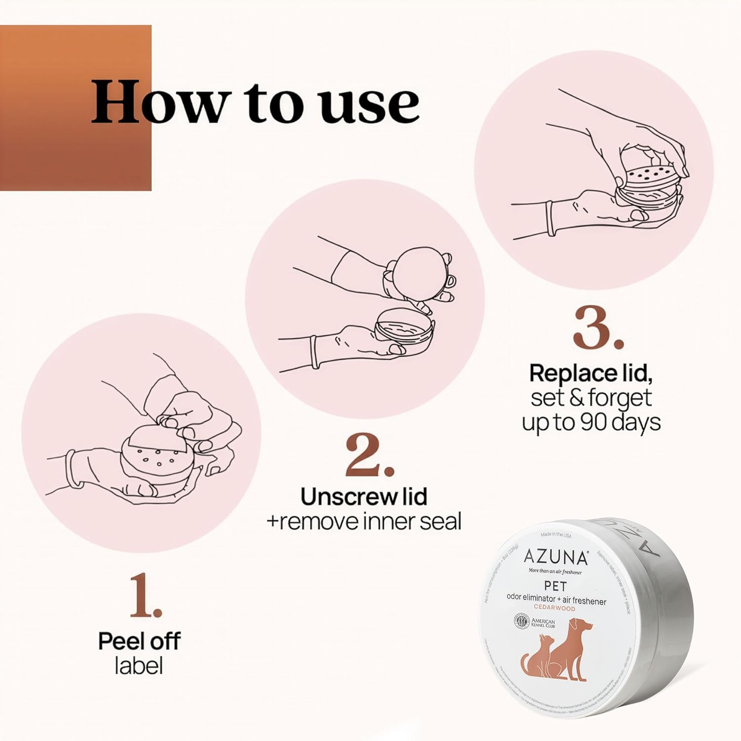 Azuna Pet Odor Eliminator for Strong Odor Gel | Plant Powered Australian Tea Tree Oil | Dog and Cat Room Deodorizer | Child and Pet Safe Air Fresheners for home | Cedarwood Scent | 8oz Pod - Happypetzone.online - Image 5