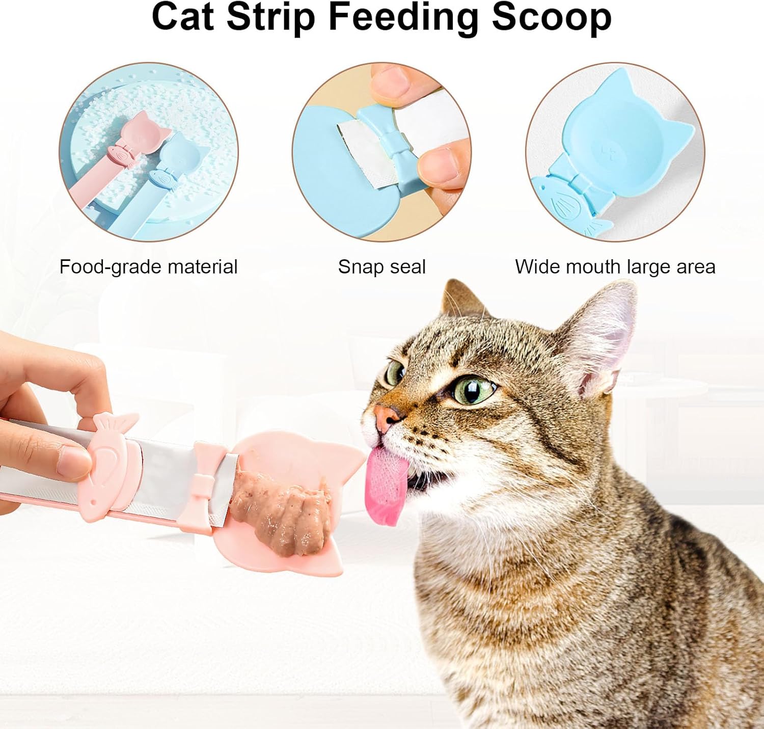 Aerbee 4PCS Cat Strip Feeder Spoons, Sliding Pet Treat Spoon Squeeze, Lickable Squeezable Creamy Treat, Wet Treats Dispenser, Cat Treat Spoon Squeeze, Fun Feeding for Pets, Beige/Blue/Purple/Pink - Happypetzone.online - Image 6