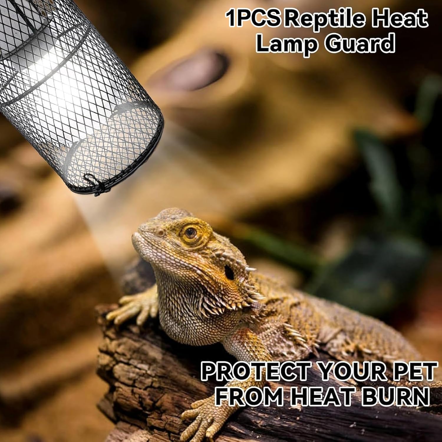 Reptile Heat Lamp Guard Ceramic Heat Emitter Basking Heater Lamp Reptile Accessories for Turtle Snakes Lizards Frogs Chicks with Power Switch & Anti-Biting Hanging Hook Design Round Without Bulb 150w - Happypetzone.online - Image 6