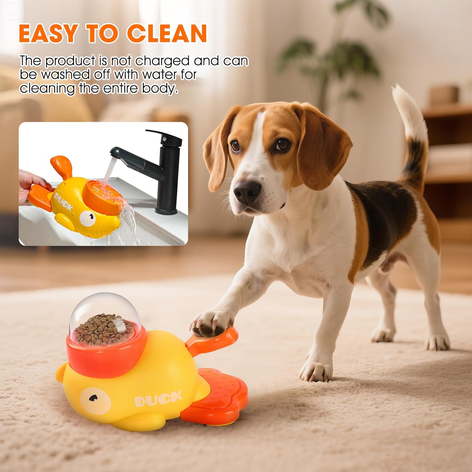 Dog Interactive Treat Dispenser, 2026 New Yellow Duck Cat Treat Dispenser, Interactive Dog Toys Food Puzzle Slow Feeder, Dog Food Slow Treat Feeding Dispenser for Small & Large Cats Dogs - Happypetzone.online - Image 2