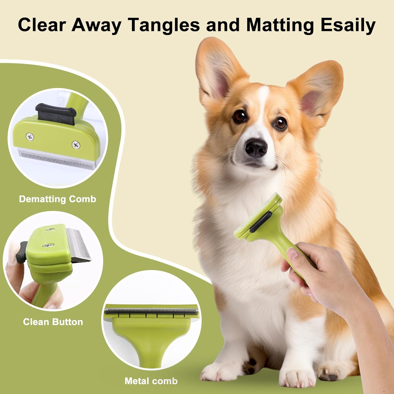 6 PCS Dog and Cat Grooming Kit, Versatile Tools Including Shedding Brush, Nail Clipper with Nail File, Slicker Brush, Dematting Comb - Happypetzone.online - Image 6