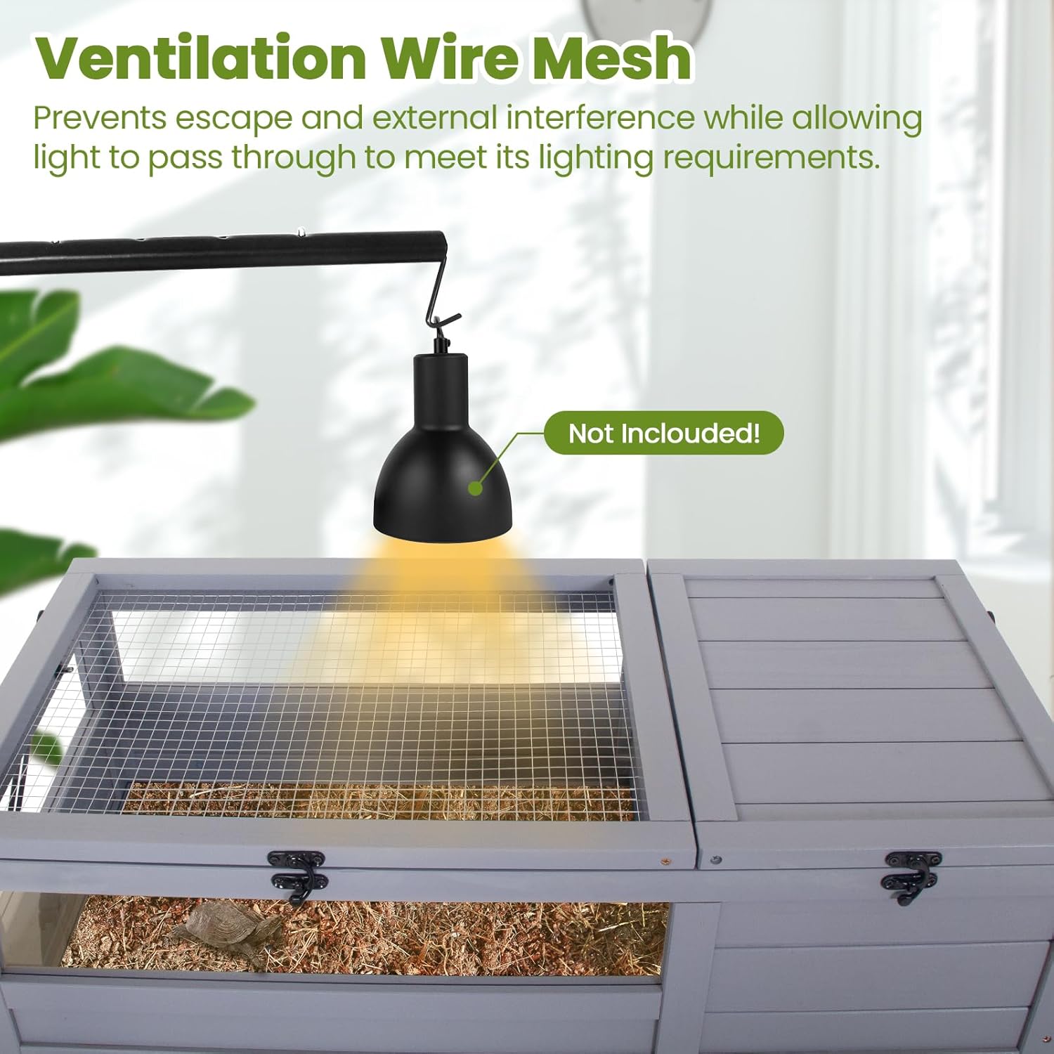 Agitree Premium Reptile Habitat Enclosure for Tortoises, Lizards, and Snakes - Adjustable Lighting, 360° Wheels, Easy-Clean Design, and Secure Ventilation-(Light Gray - Happypetzone.online - Image 7
