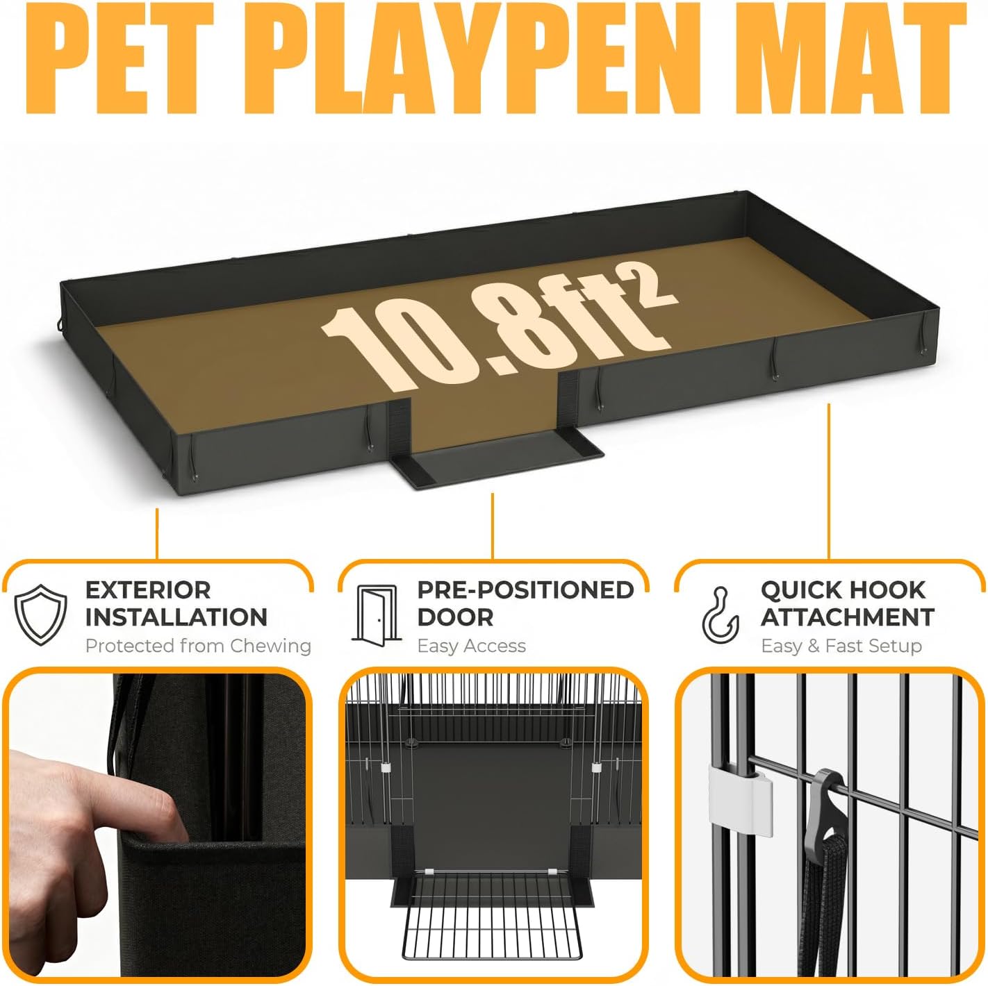 Guinea Pig Cages DIY Small Animal Playpen with Waterproof Liner, Expandable Cage for Guinea Pigs, Metal Wire Yard Fence Rabbit Cage (20 Panels - 56" L x 28" W x 18" H) - Happypetzone.online - Image 2