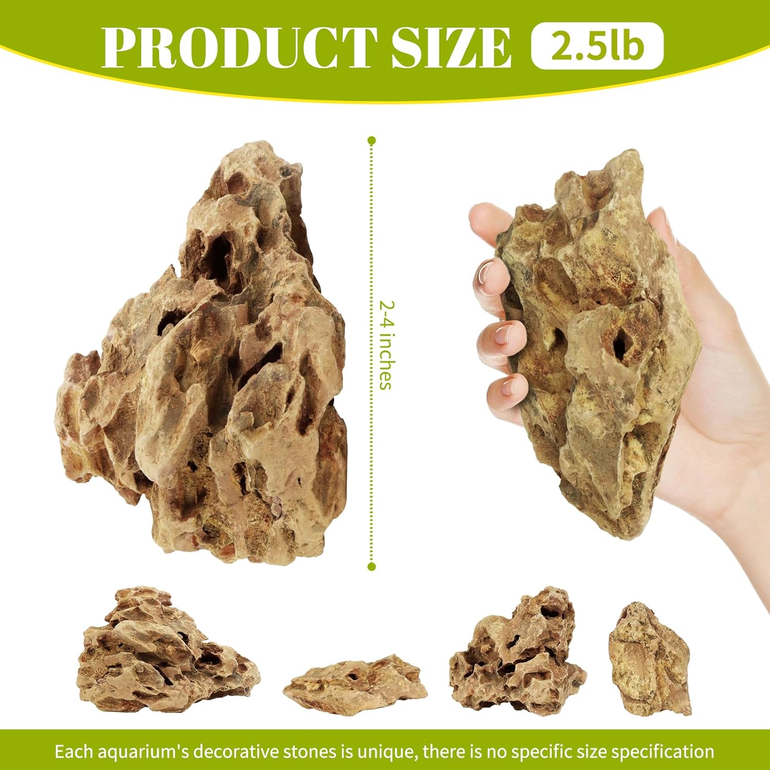 VOKOY 2.5lb Natural Dragon Stones, Aquarium Rocks Decoration Aquascaping Stone Landscaping Model for Fish Tank Decor Terrariums Paludariums Reptile Enclosures Gardens, 2-4 inches - Happypetzone.online - Image 2