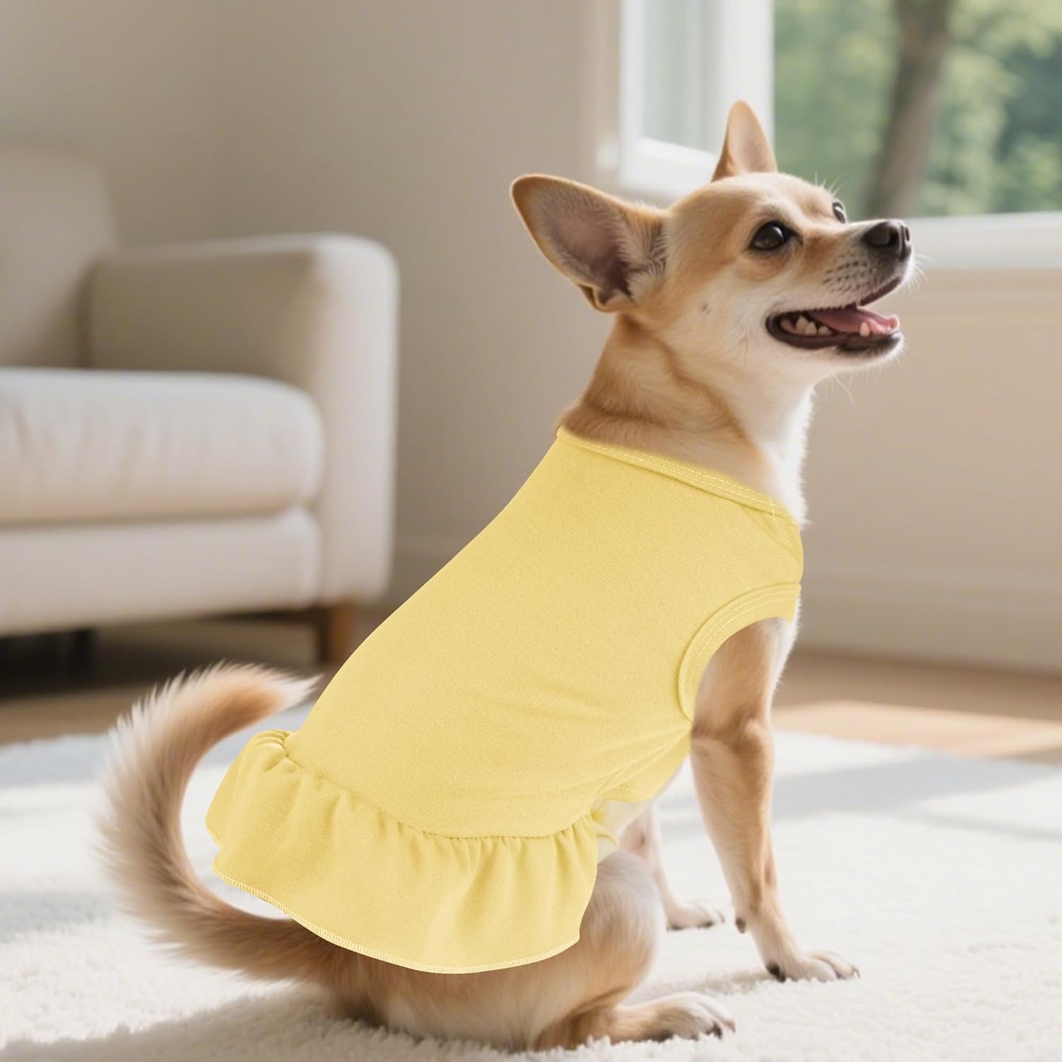 2 Pcs Dog Dresses Cat Skirt Solid Color Dog Clothes Summer Sleeveless Puppy Girl Clothes for Small Pet Dogs Cats (Yellow,Pink, Small) - Happypetzone.online - Image 5
